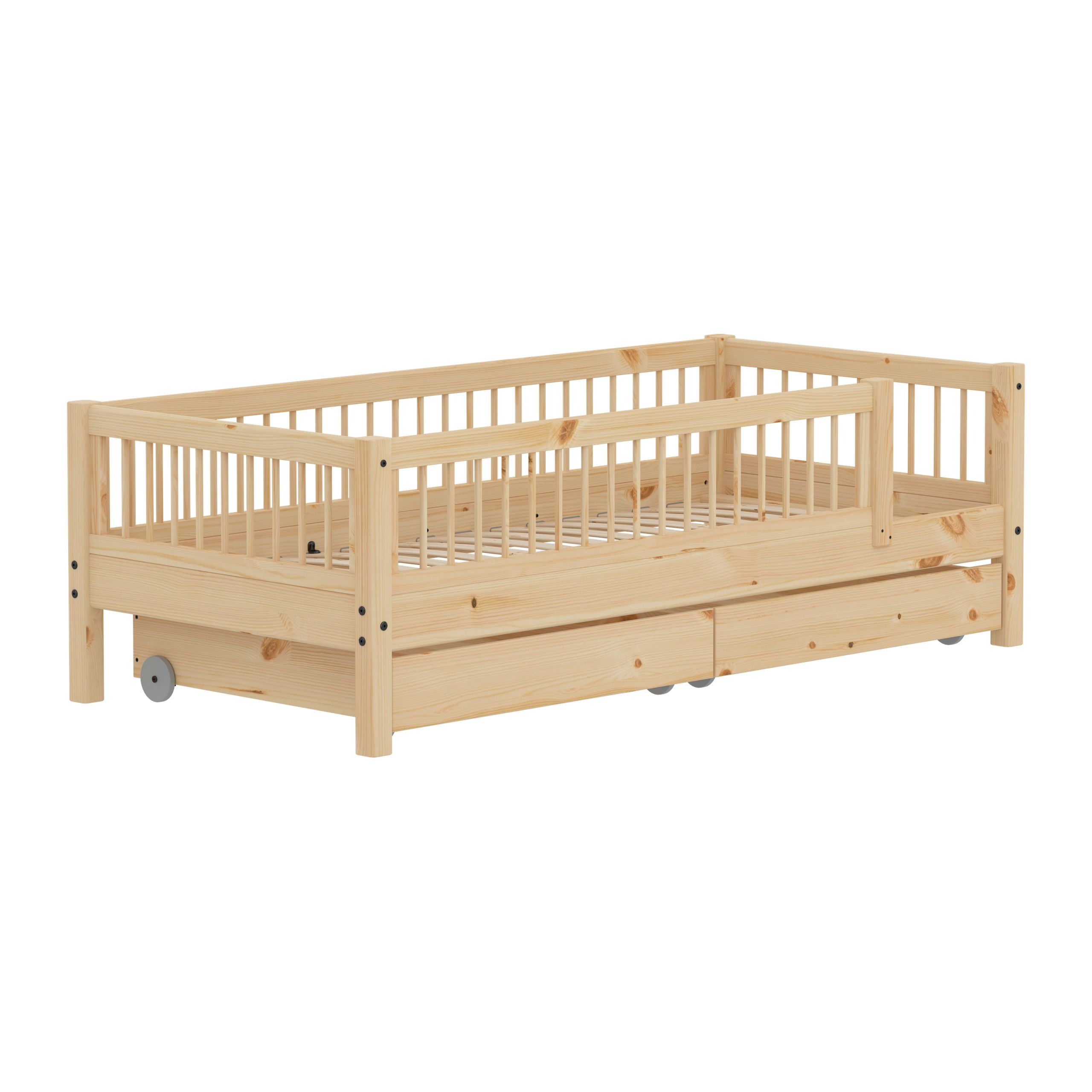 Flexa - Bett für Kinder - CLASSIC RAW Daybed With Bars And Storage - Raw