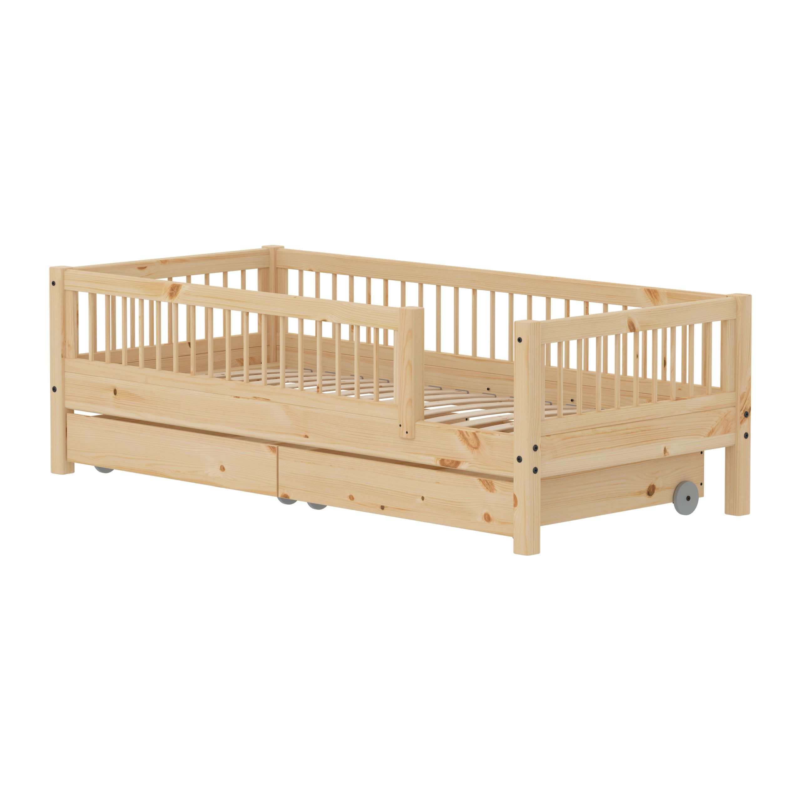 Flexa - Bett für Kinder - CLASSIC RAW Daybed With Bars And Storage - Raw