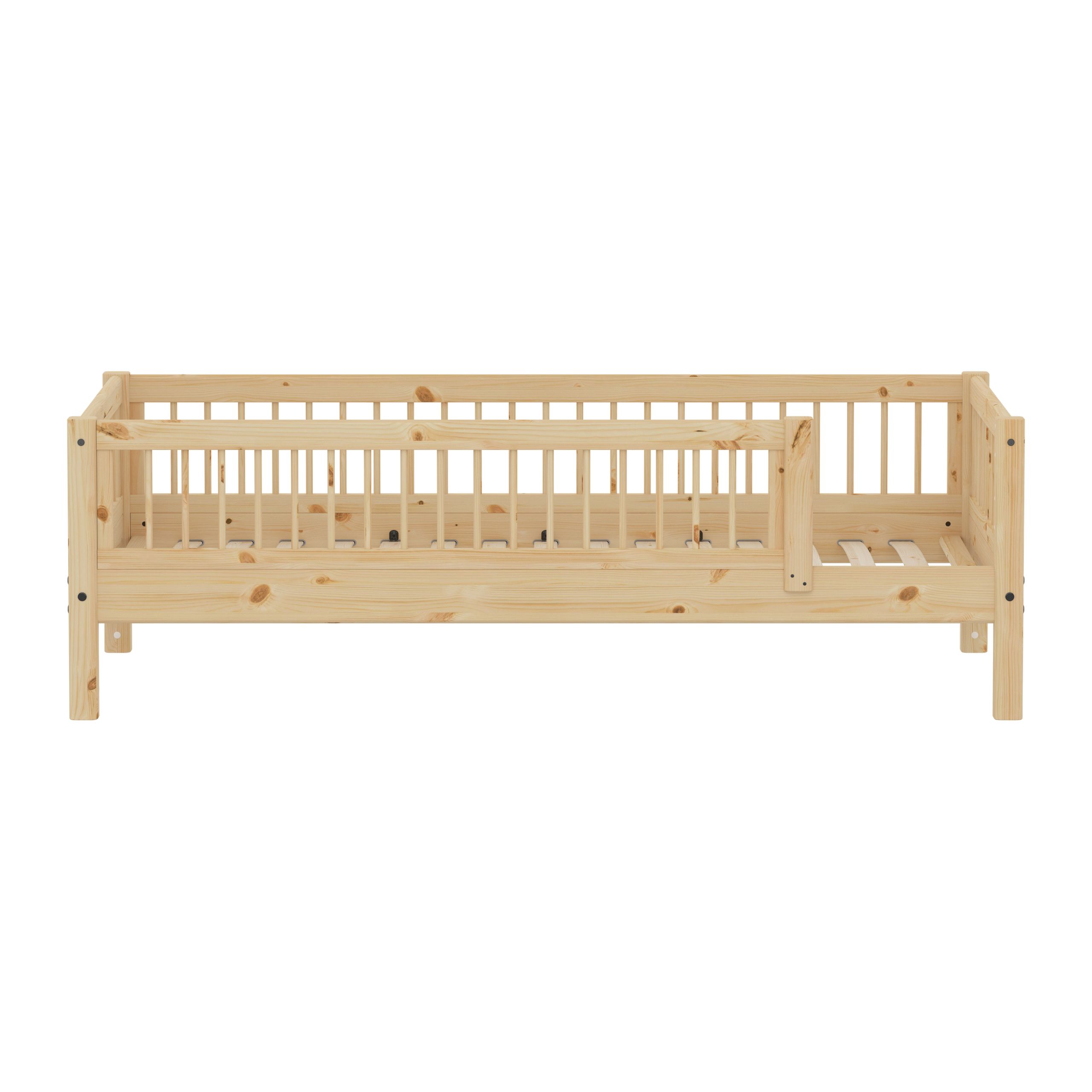 Flexa - Children's bed - CLASSIC RAW Single Bed With Bars - Raw