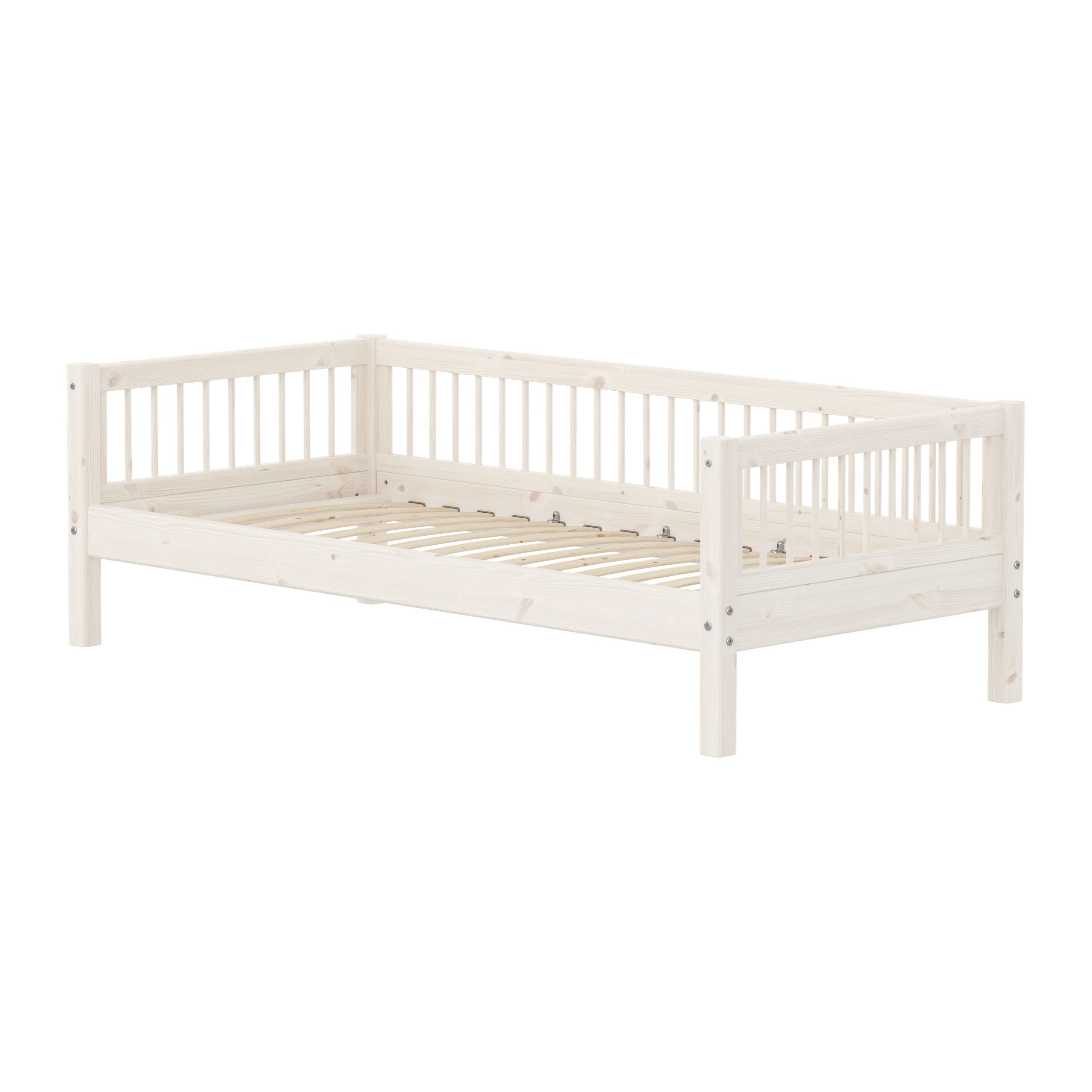 Flexa - Mât de drapeau - CLASSIC Single Bed With Side Bar - White Washed