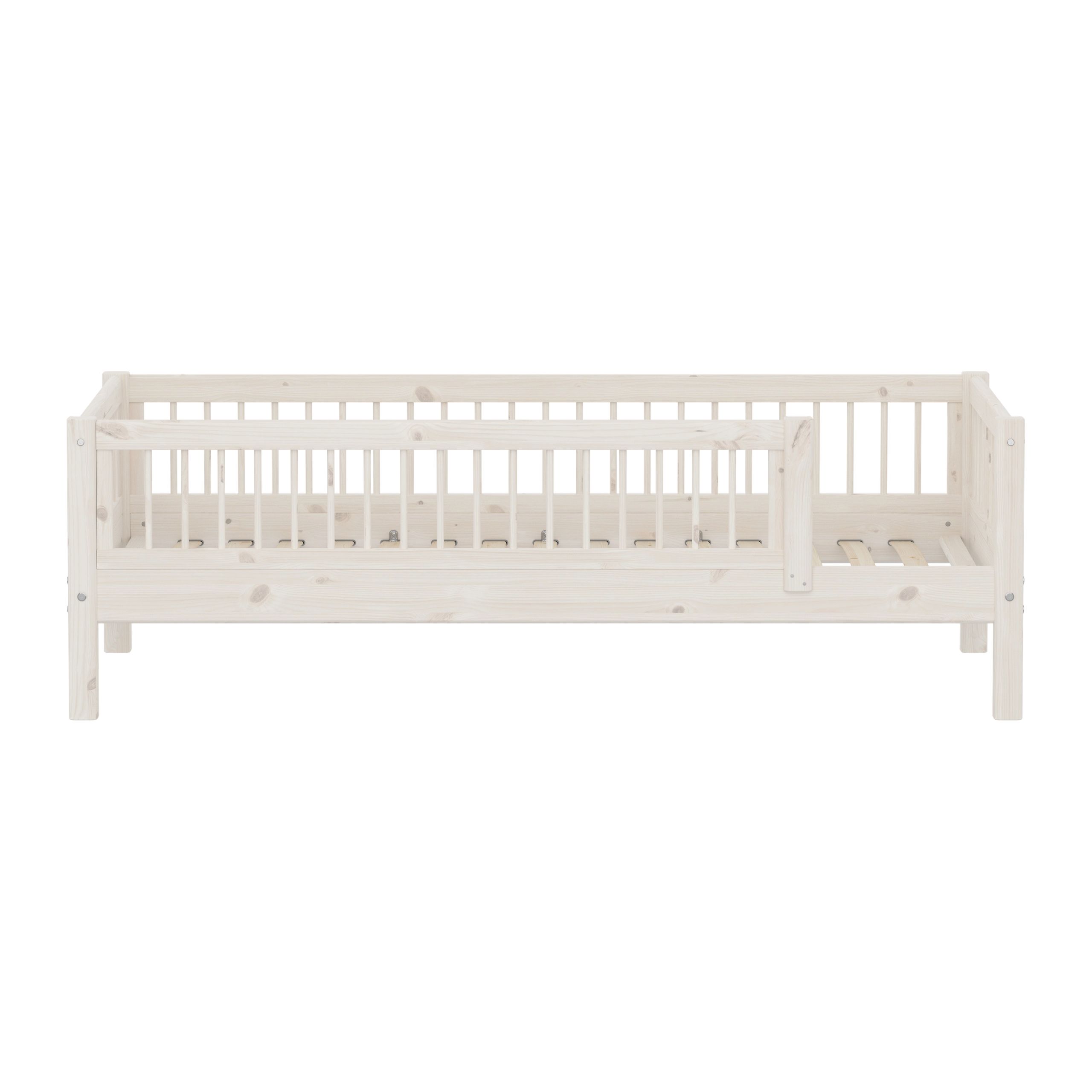 Flexa - Bett für Kinder - CLASSIC Single Bed With Side Bars - White Washed