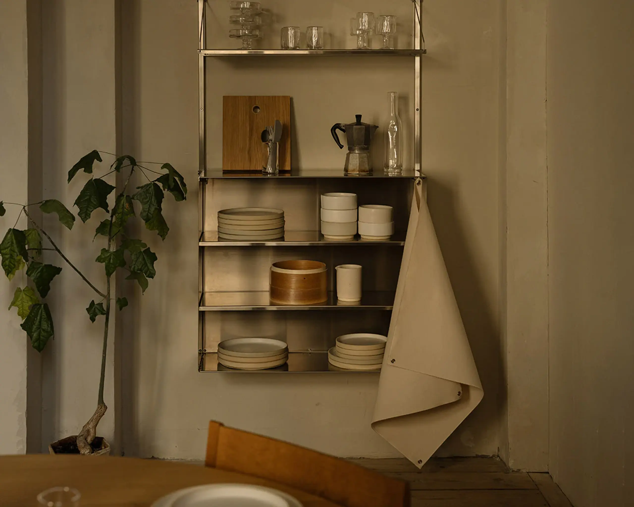 FRAMA - Système de rayonnage - Shelf Library Canvas Cabinet - Stainless Steel