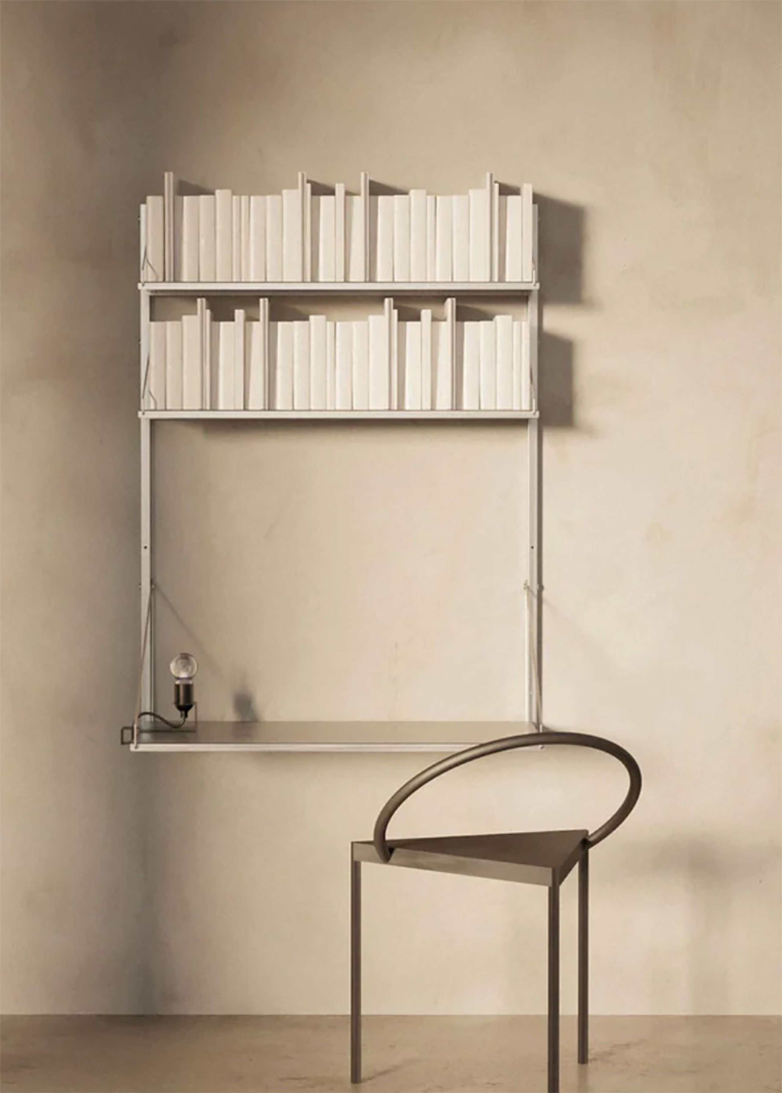 FRAMA - Shelving system - Shelf Library H1084 / Desk Section - Stainless Steel