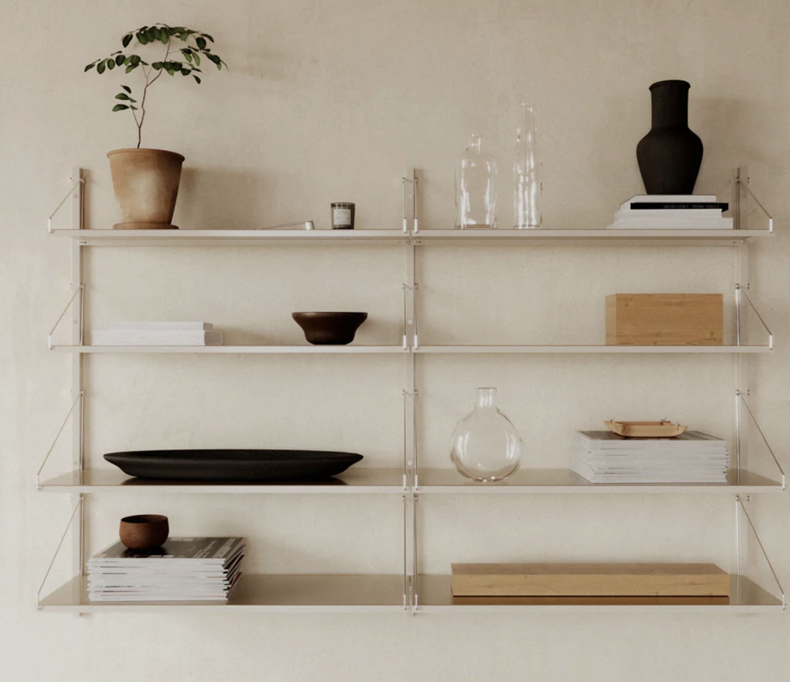 FRAMA - Shelving system - Shelf Library H1084 / Double Section - Warm White Steel