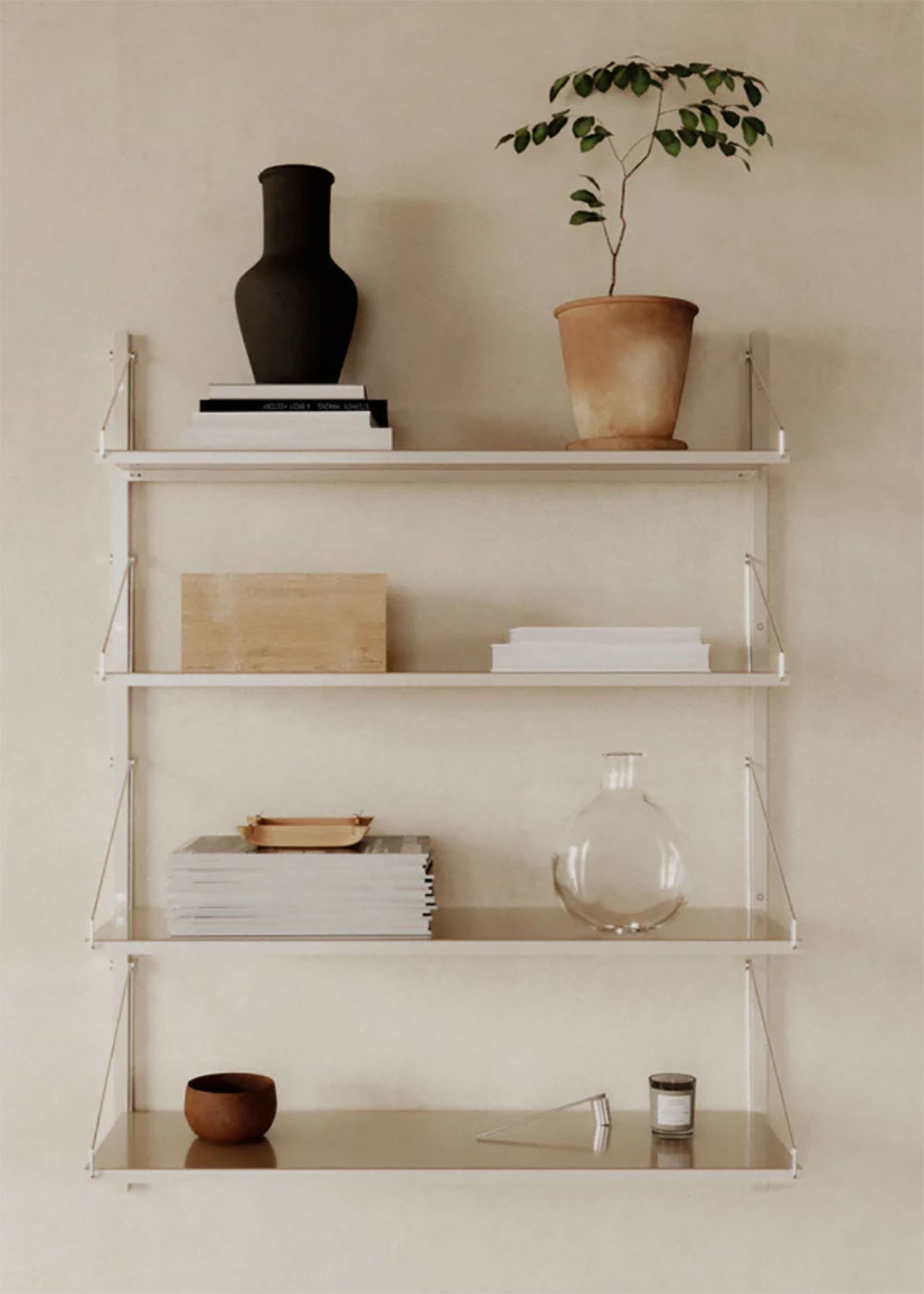 FRAMA - Reolsystem - Shelf Library H1084 / Single Section - Warm White Steel - Warm Steel White / W80