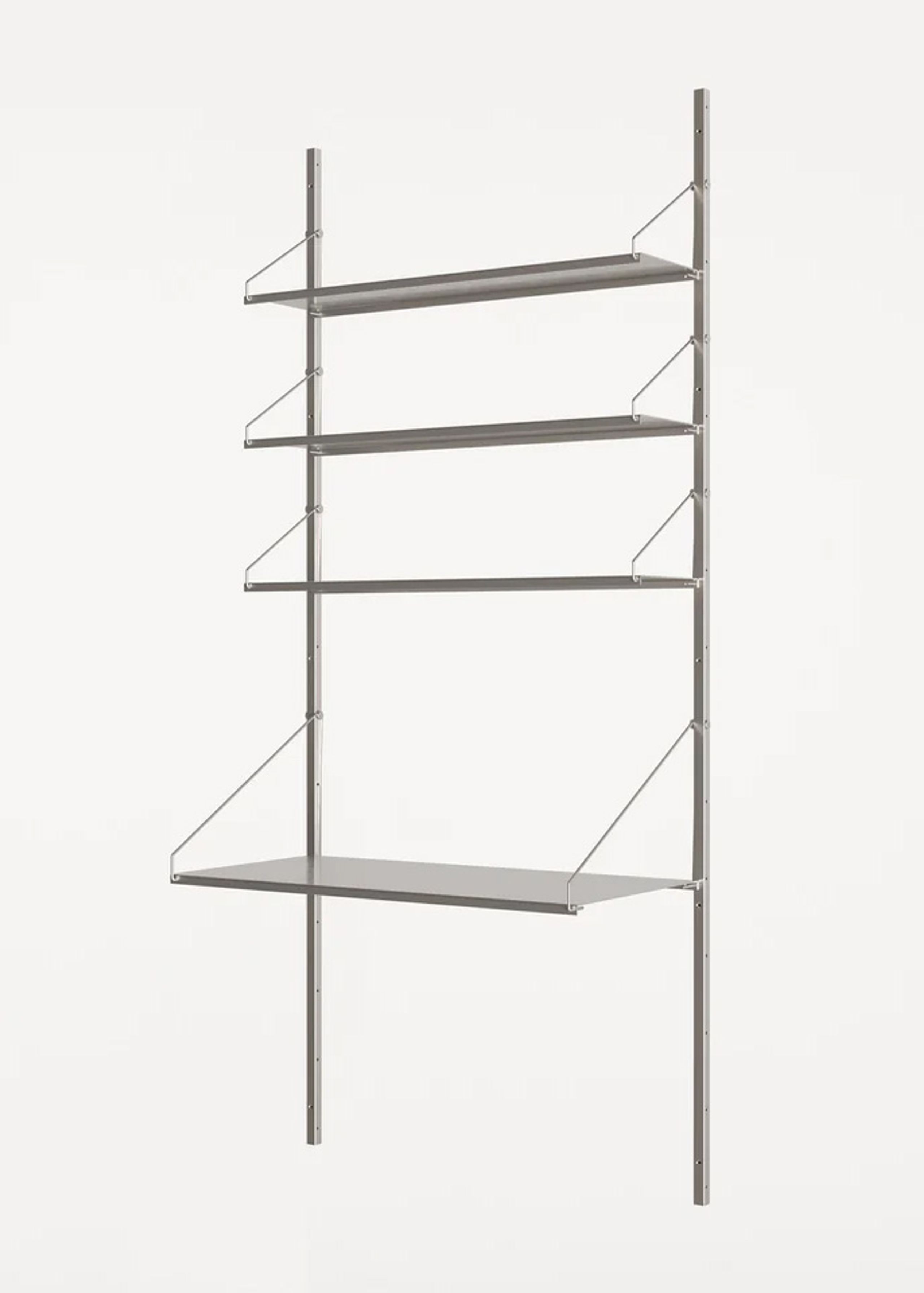 FRAMA - Rekken - Shelf Library H1852 / Desk Section - Stainless Steel