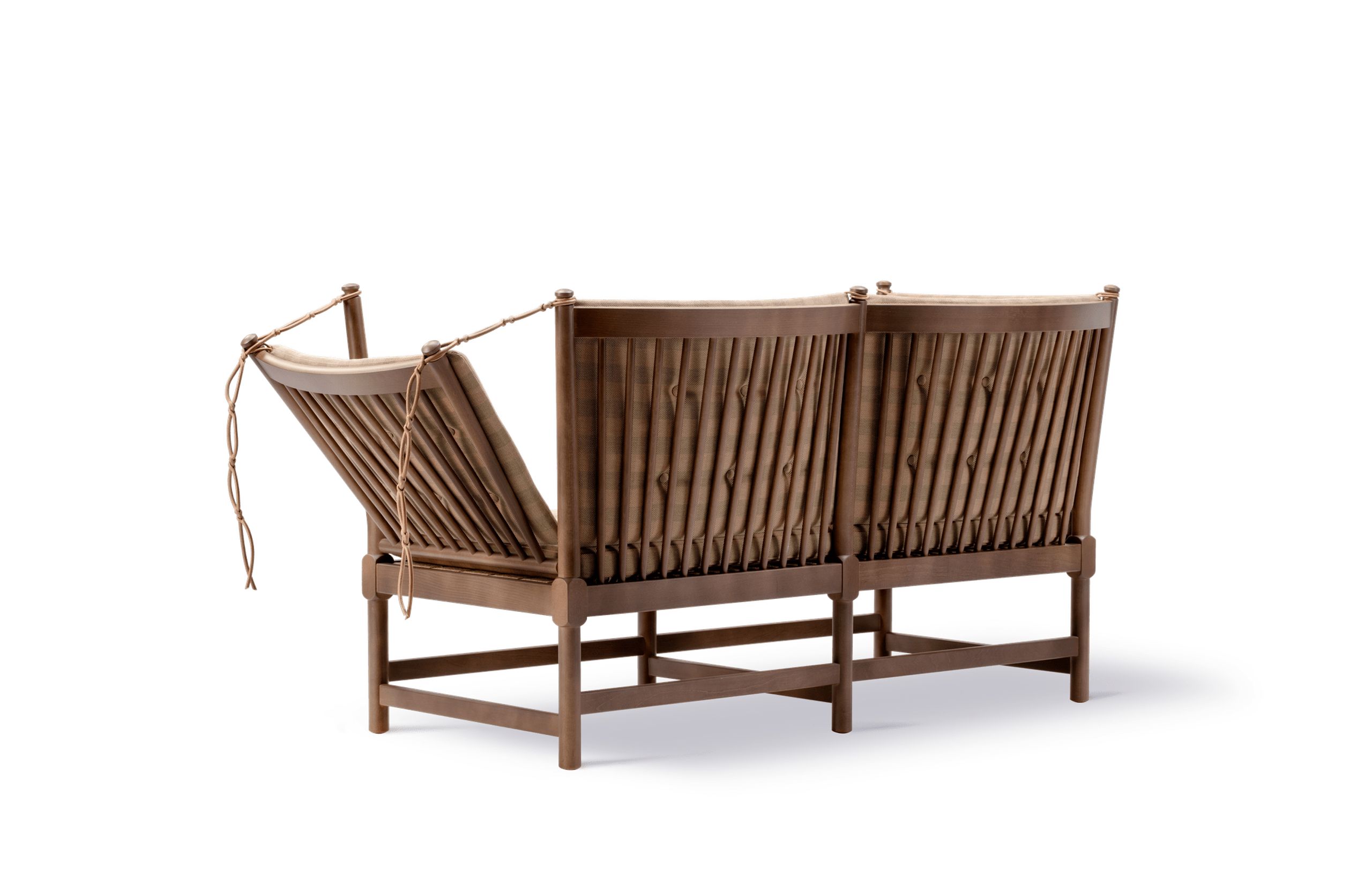 Fredericia Furniture - 2 Personers Sofa - 1789 Tremmesofa 80-års Jubilæumsvariant af Børge Mogensen - Bøg Chestnut brown, FSC Mix 70%, Steelcut Beat 0335, Med knapper, Højre