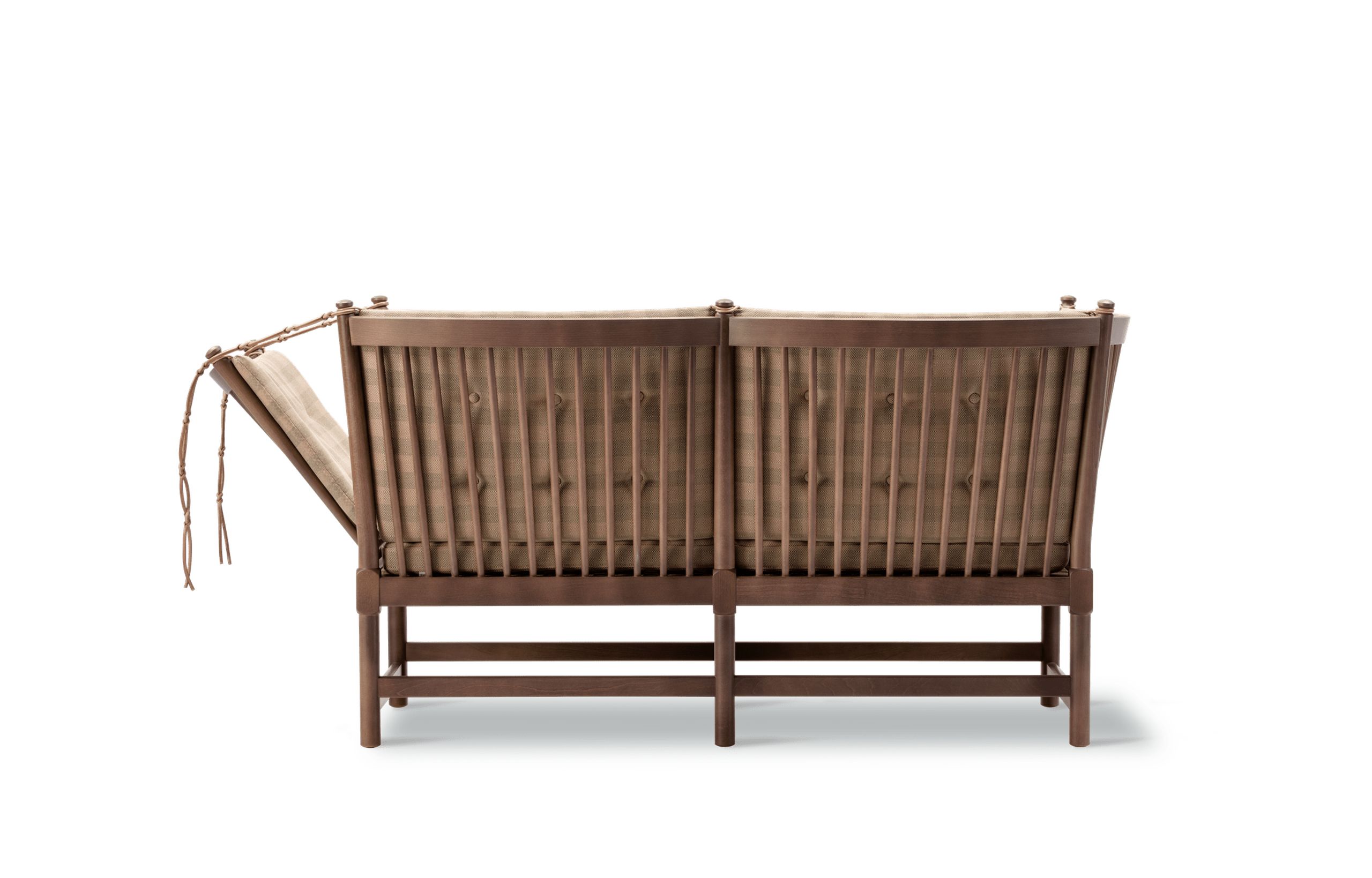 Fredericia Furniture - 2 Personers Sofa - 1789 Tremmesofa 80-års Jubilæumsvariant af Børge Mogensen - Bøg Chestnut brown, FSC Mix 70%, Steelcut Beat 0335, Med knapper, Højre