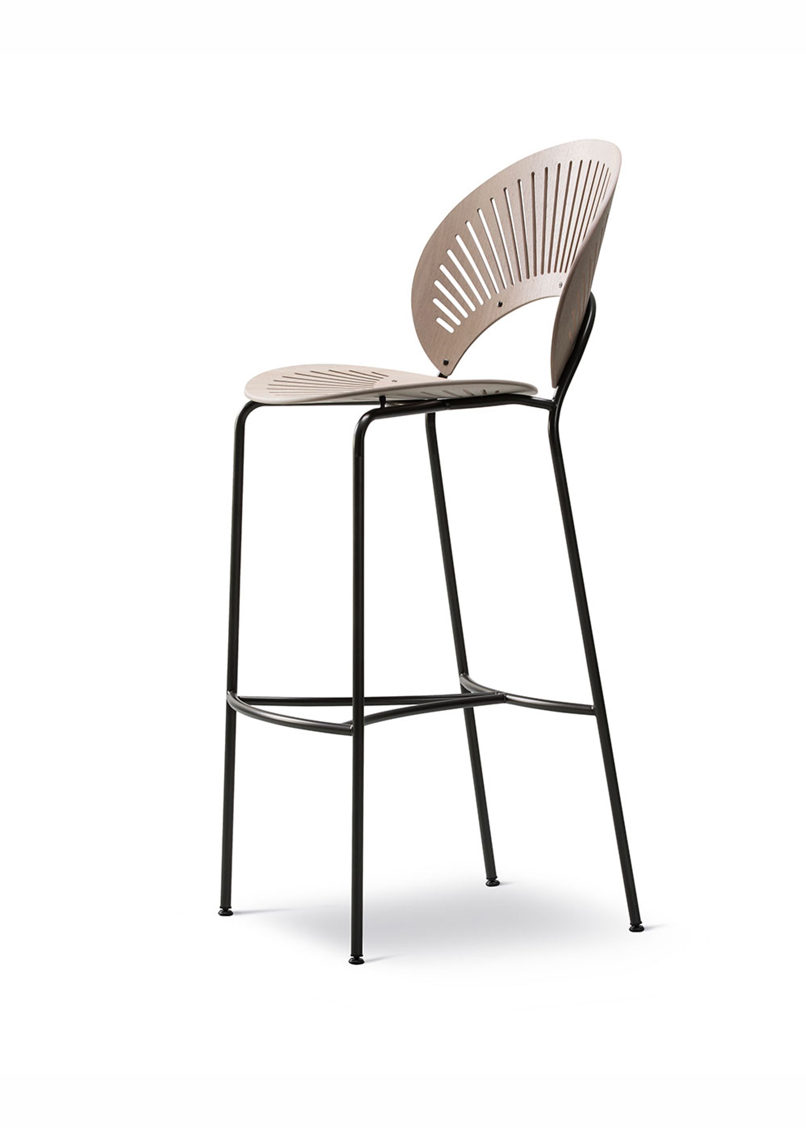 Fredericia Furniture - Bar stool - Trinidad Barstool 3400 by Nanna Ditzel - Light Grey Stained Oak / Black