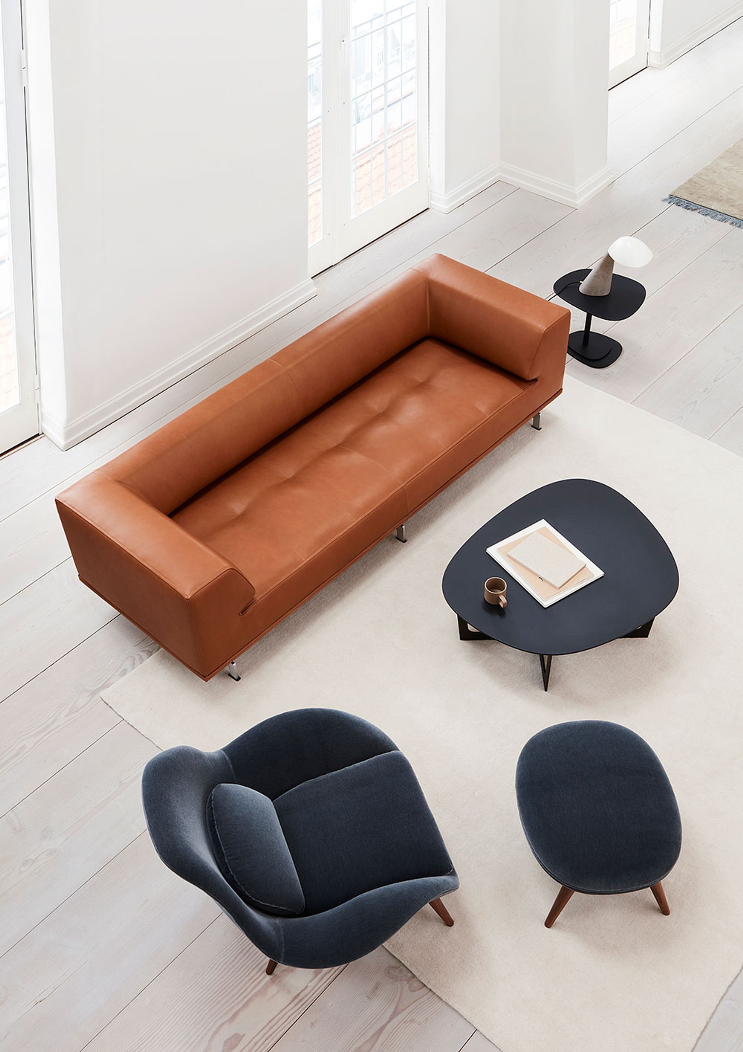 Fredericia Furniture - Podnožka - Swoon Ottoman 1771 by Space Copenhagen - Hallingdal 180 / Smoke Stained Oak
