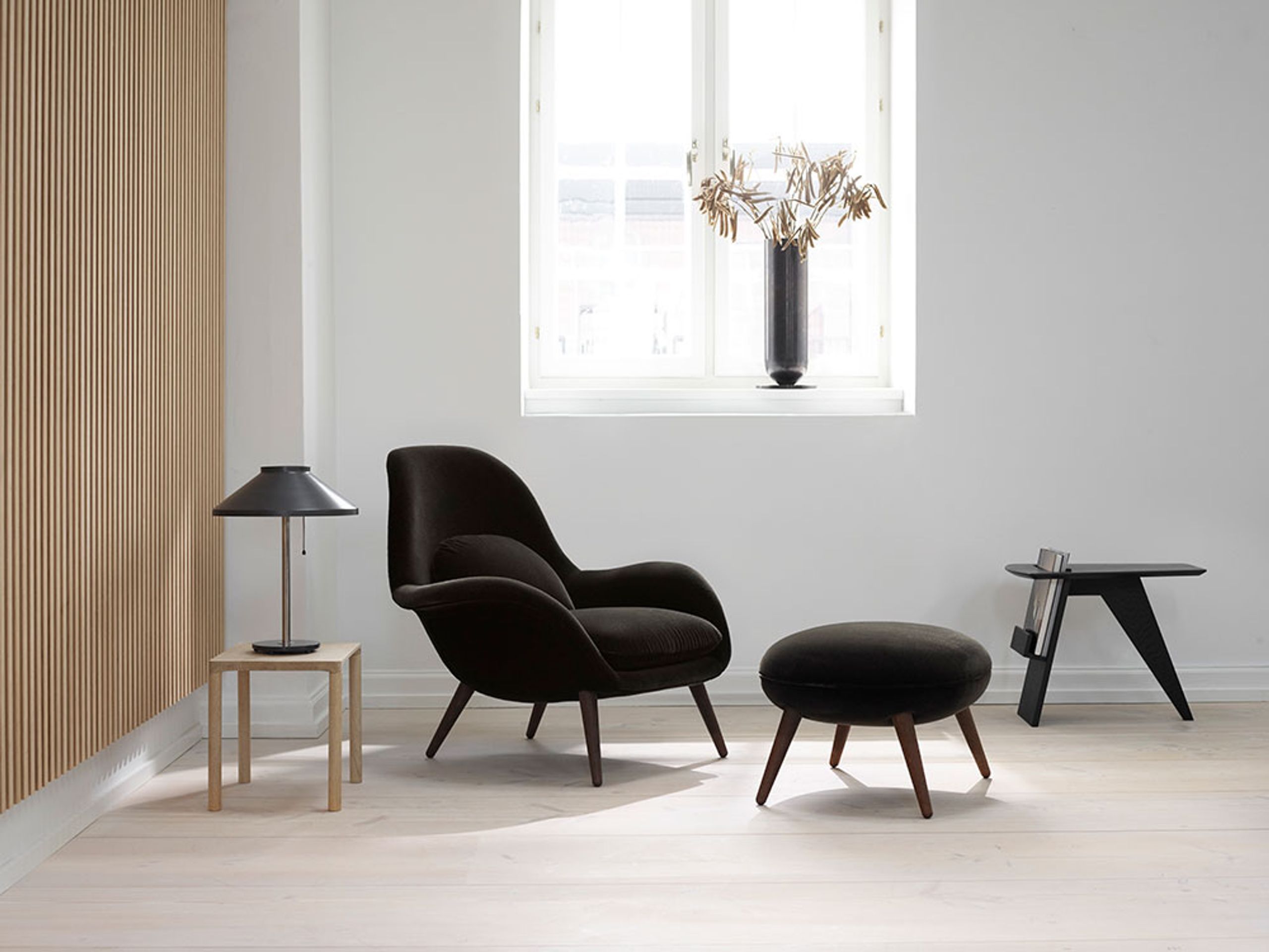 Fredericia Furniture - Podnožka - Swoon Ottoman 1771 by Space Copenhagen - Hallingdal 180 / Smoke Stained Oak