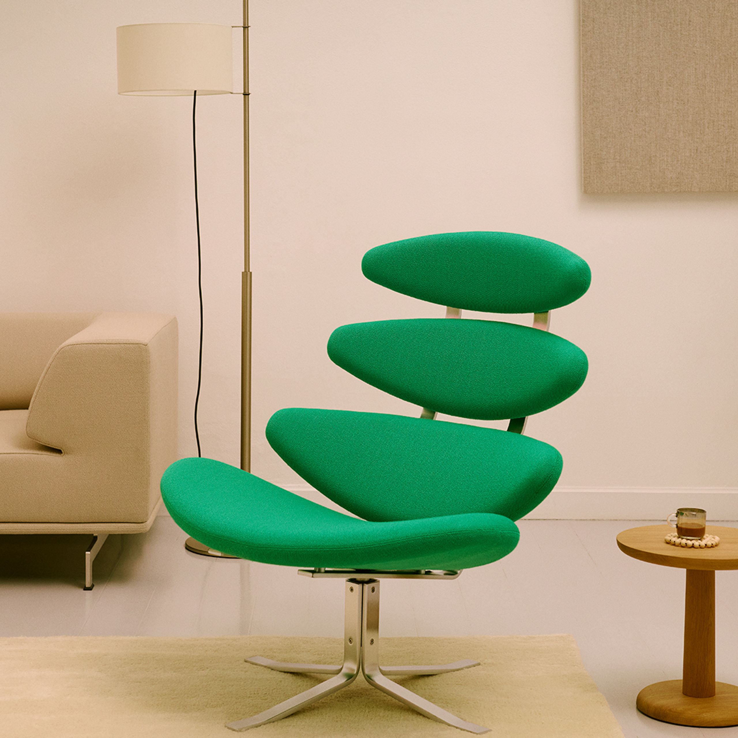 Fredericia Furniture - Armchair - Corona Chair 5000 by By Poul M. Volther - Vidar 222, Brushed Steel