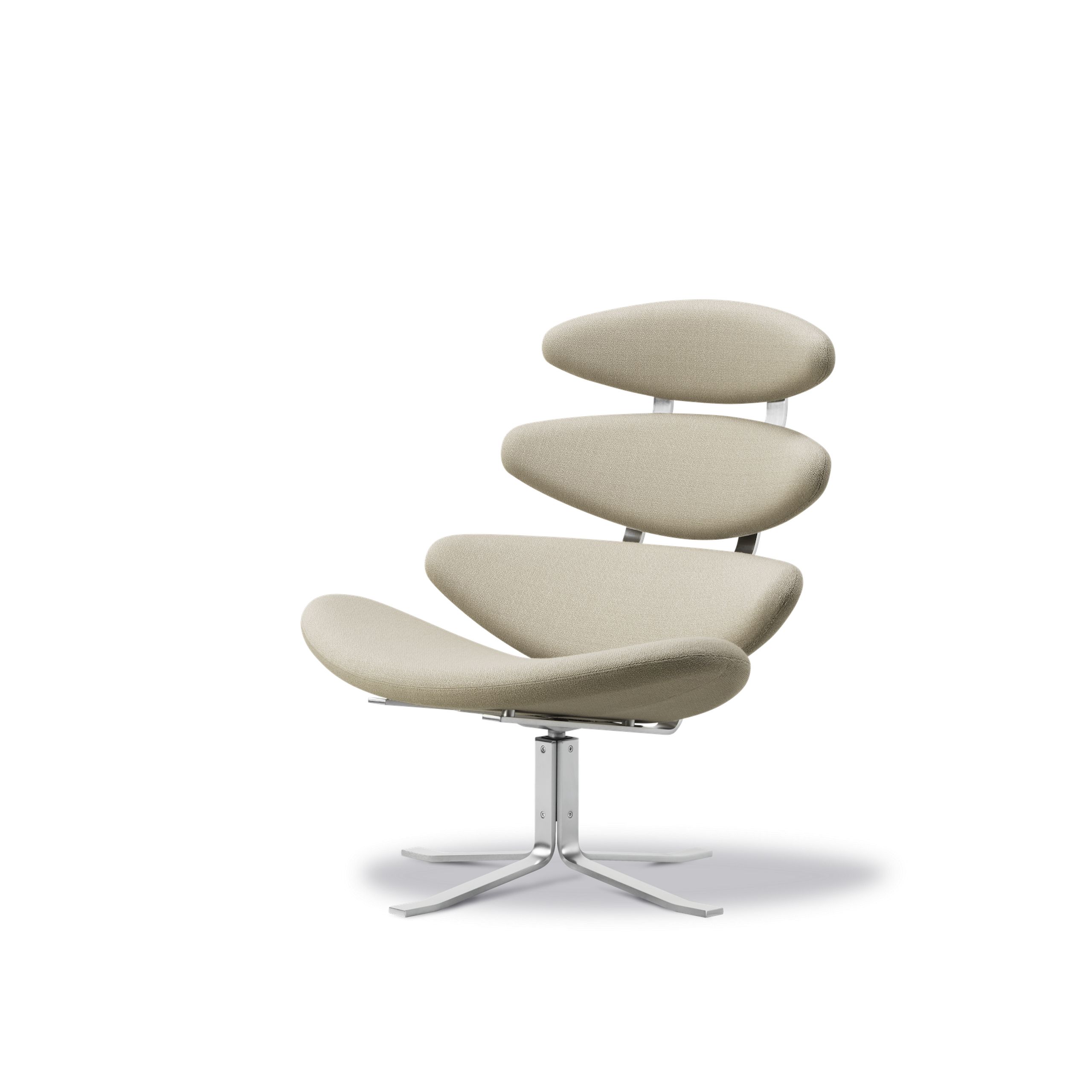 Fredericia Furniture - Armchair - Corona Chair 5000 by By Poul M. Volther - Vidar 222, Brushed Steel