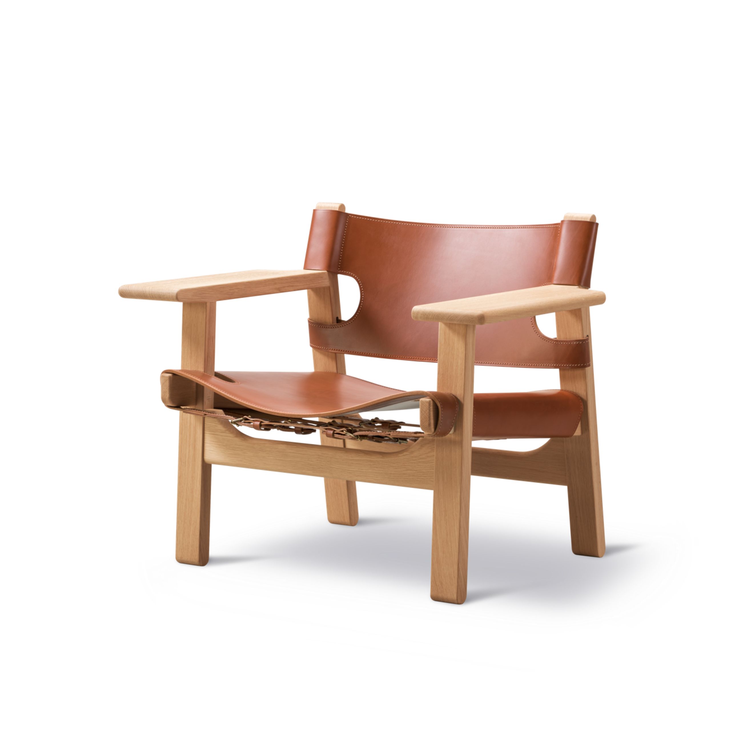 Fredericia Furniture - Armchair - The Spanish Chair 2226 by Børge Mogensen - Light Oiled Oak / Cognac Saddle Leather