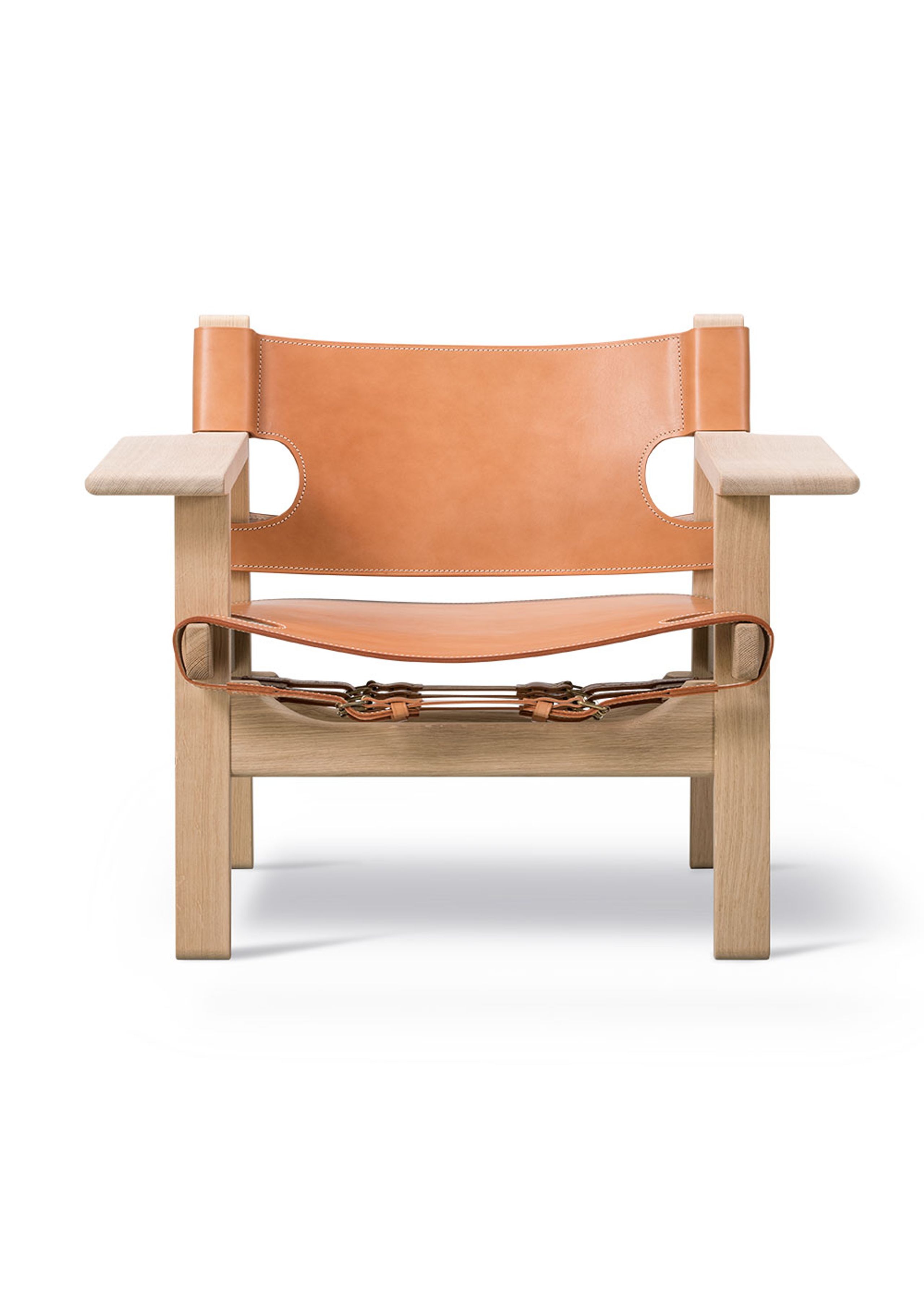 Fredericia Furniture - Lænestol - Den Spanske Stol 2226 by Børge Mogensen - Light Oiled Oak / Vegetable Tanned Natural Saddle Leather