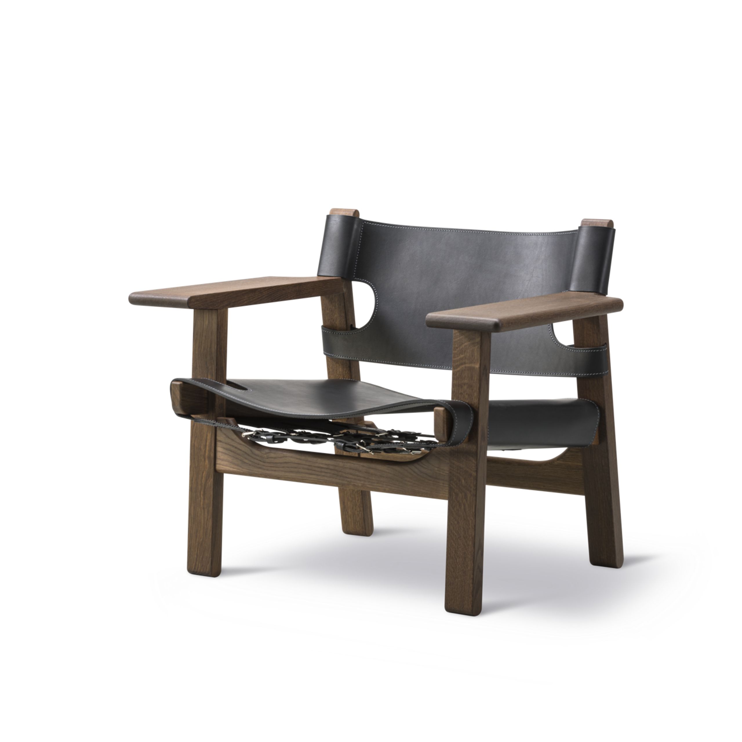 Fredericia Furniture - Armchair - The Spanish Chair 2226 by Børge Mogensen - Oiled Smoked Oak / Black Saddle Leather