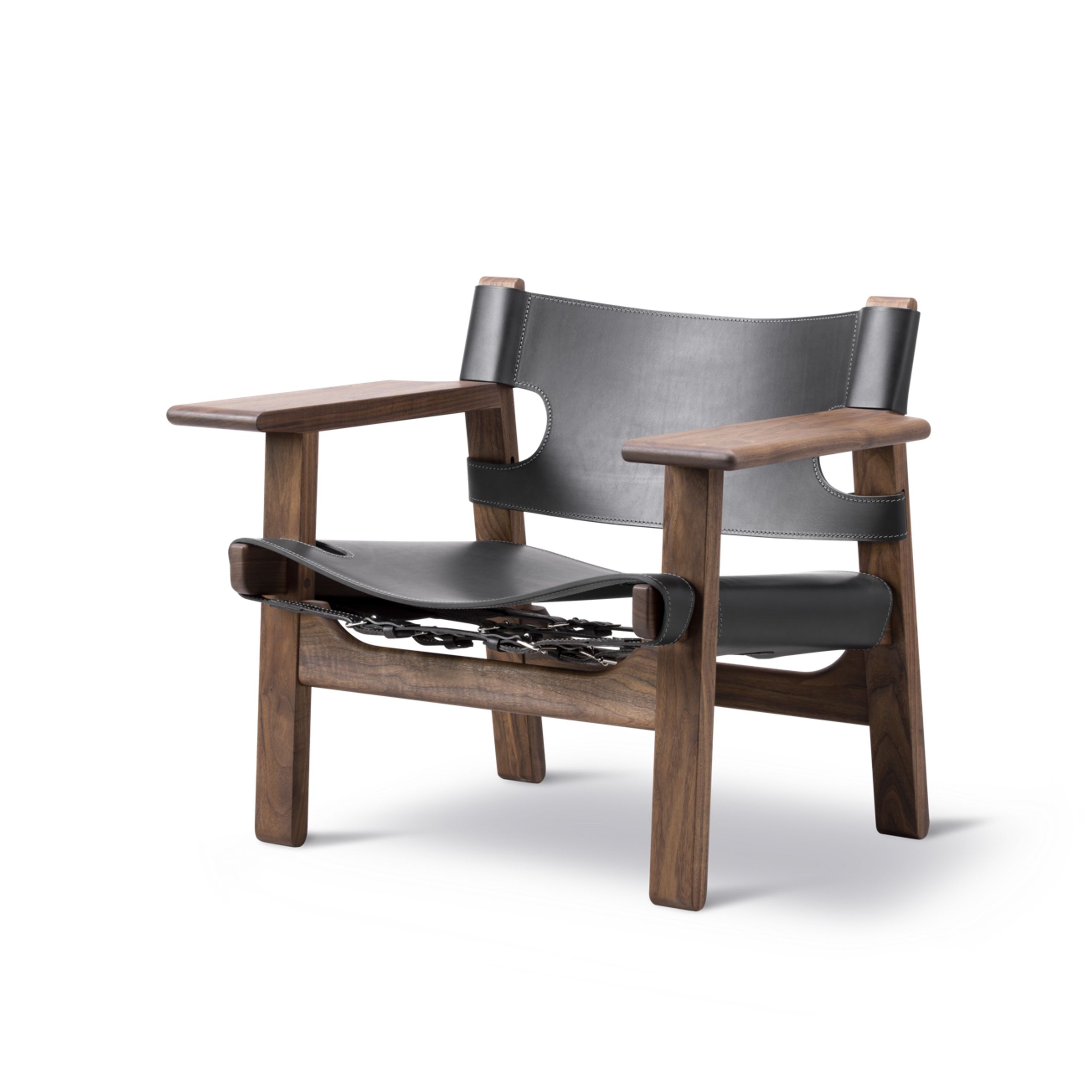 Fredericia Furniture - Armchair - The Spanish Chair 2226 by Børge Mogensen - Oiled Walnut / Black Saddle Leather