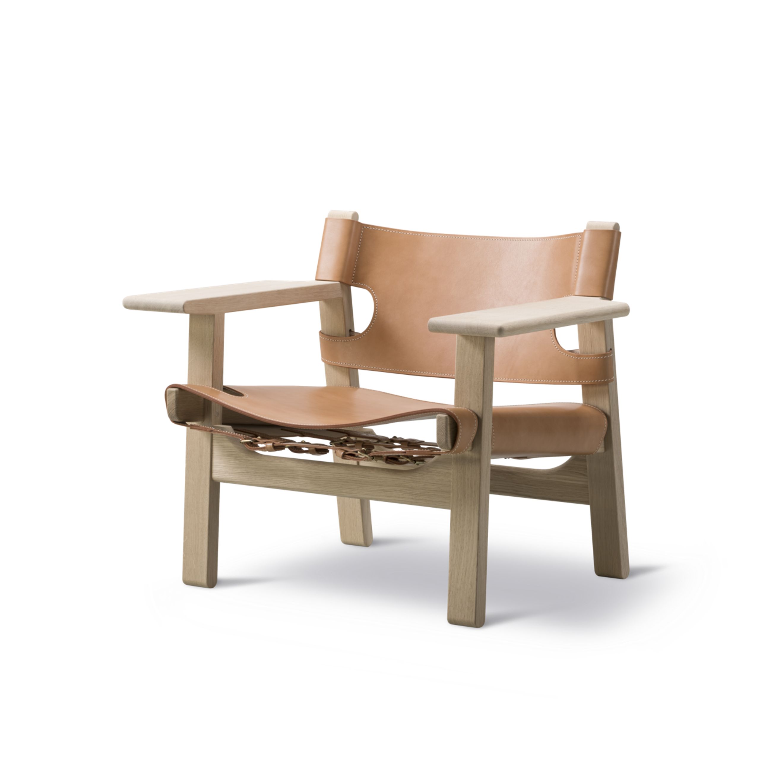 Fredericia Furniture - Armchair - The Spanish Chair 2226 by Børge Mogensen - Soap Oak / Natural Saddle Leather
