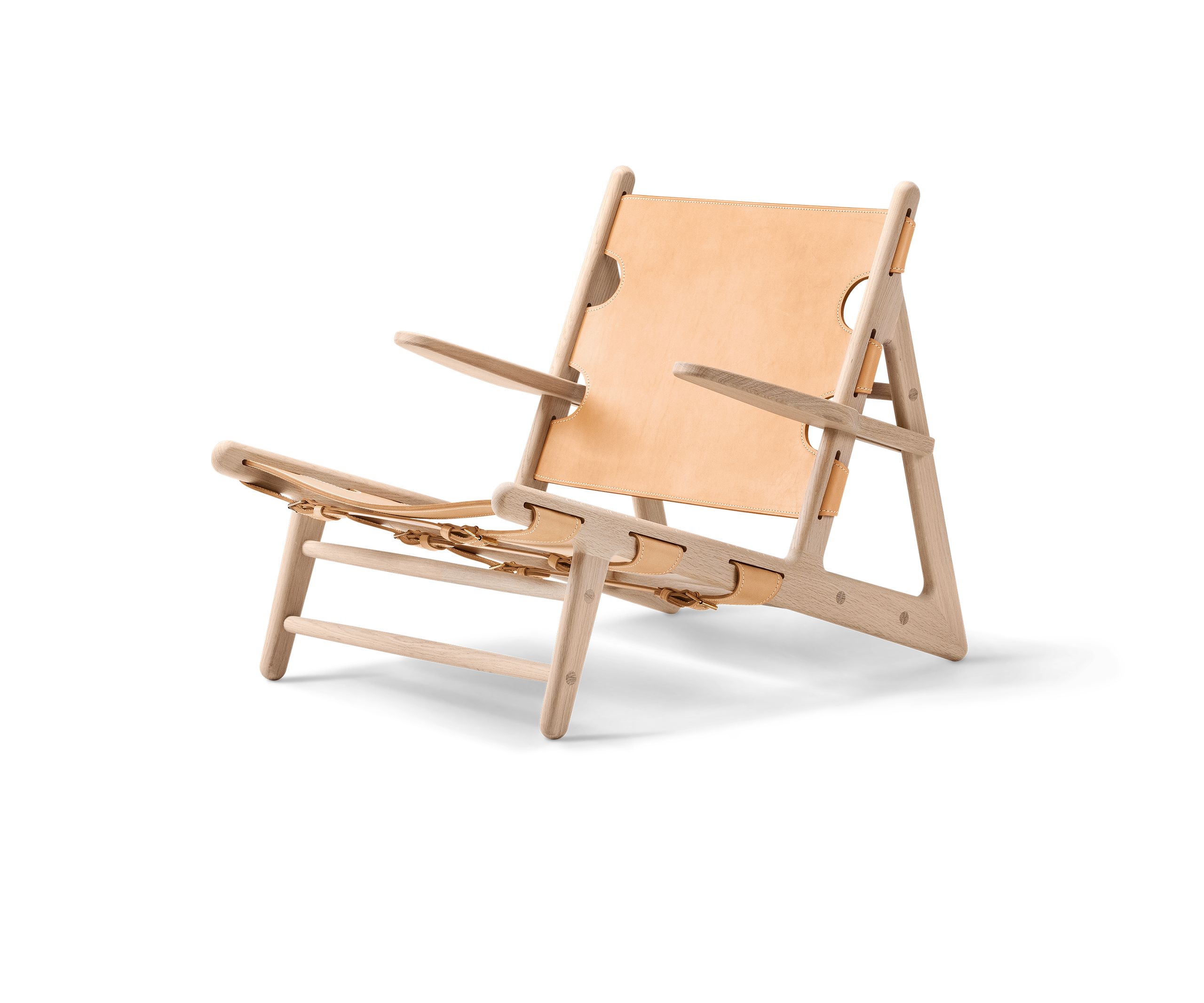 Fredericia Furniture - Lænestol - Jagtstolen 2229 by Børge Mogensen - Light Oiled Oak / Vegetable Tanned Natural Saddle Leather