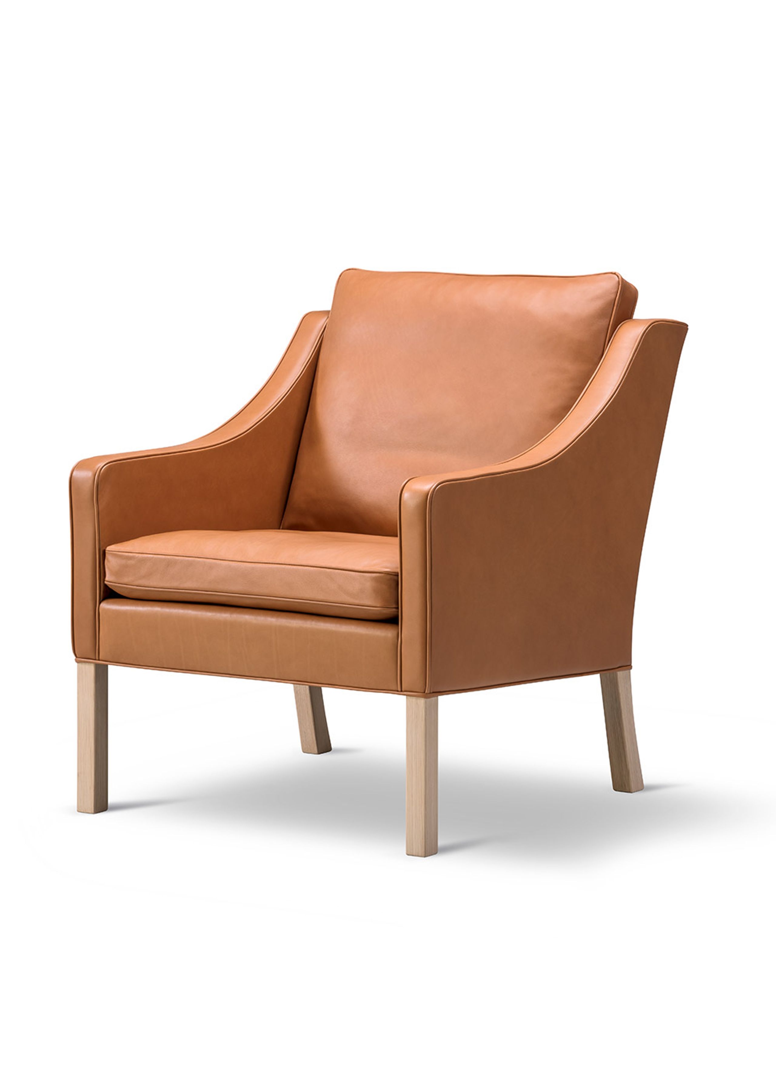 Fredericia Furniture - Lænestol - Mogensen Club Chair 2207 by Børge Mogensen - Max 95 Cognac / Lacquered Oak