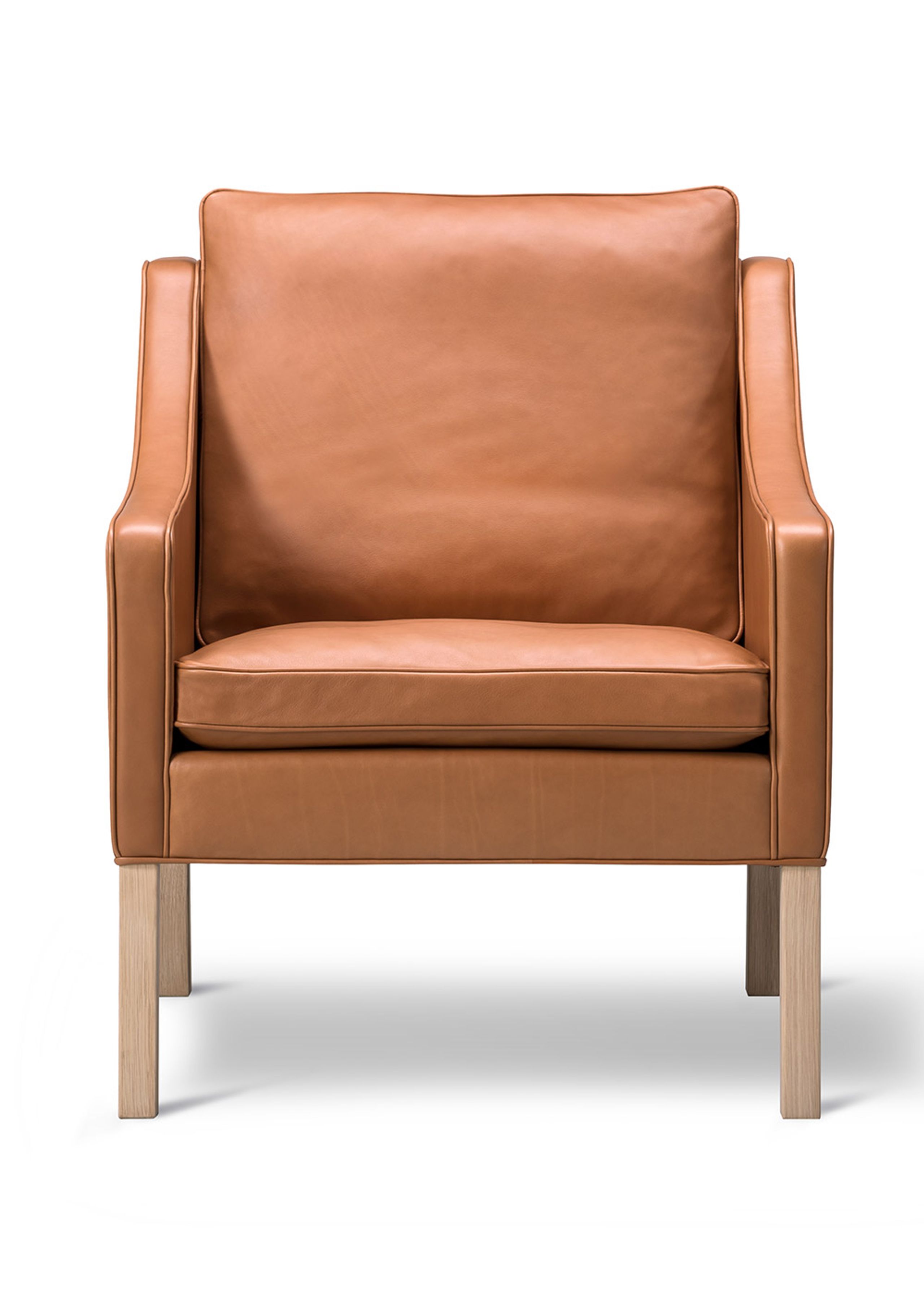 Fredericia Furniture - Lænestol - Mogensen Club Chair 2207 by Børge Mogensen - Max 95 Cognac / Lacquered Oak