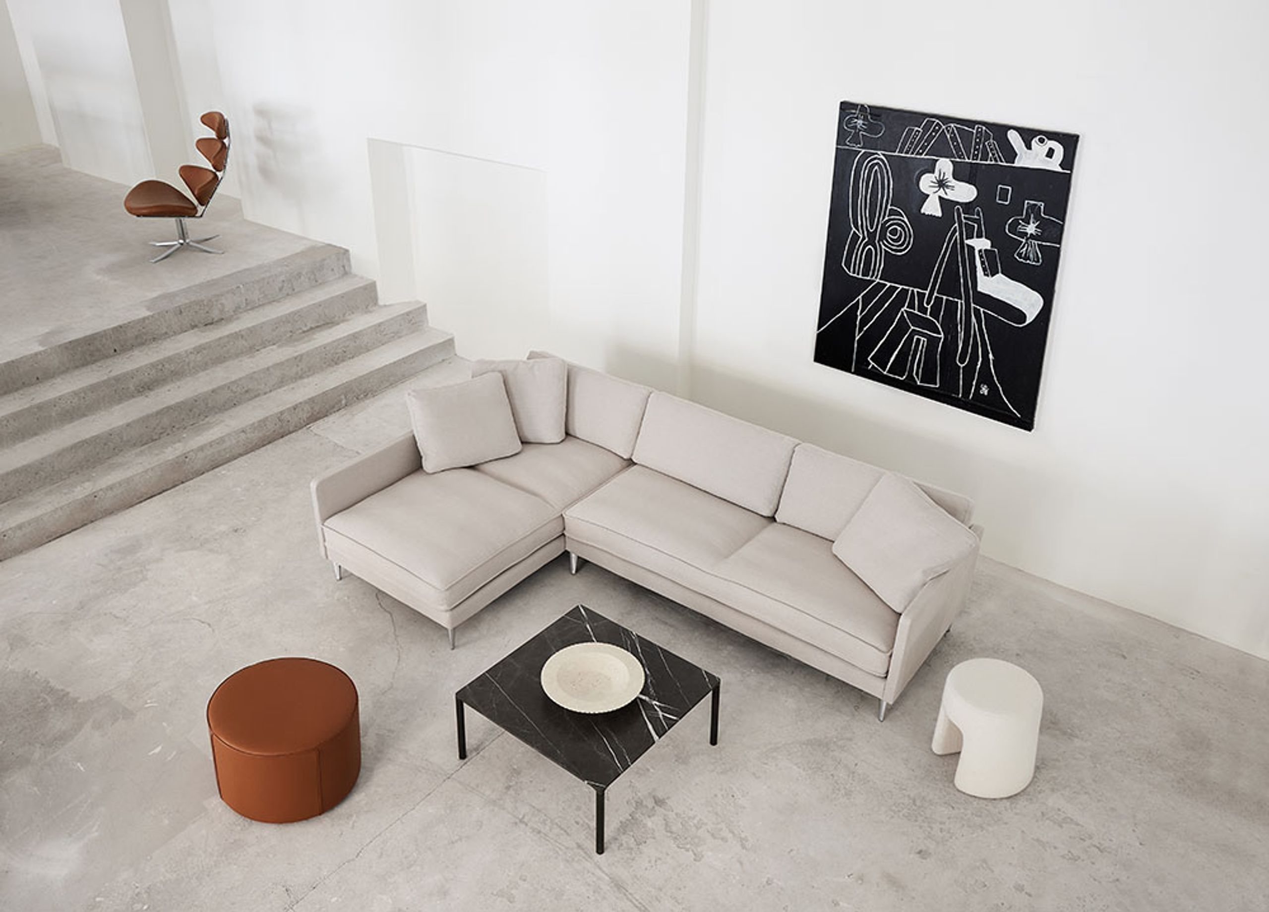 Fredericia Furniture - Pouf - Mono Pouf 7423 by Due & Trampedach - Vegeta 90 Natural