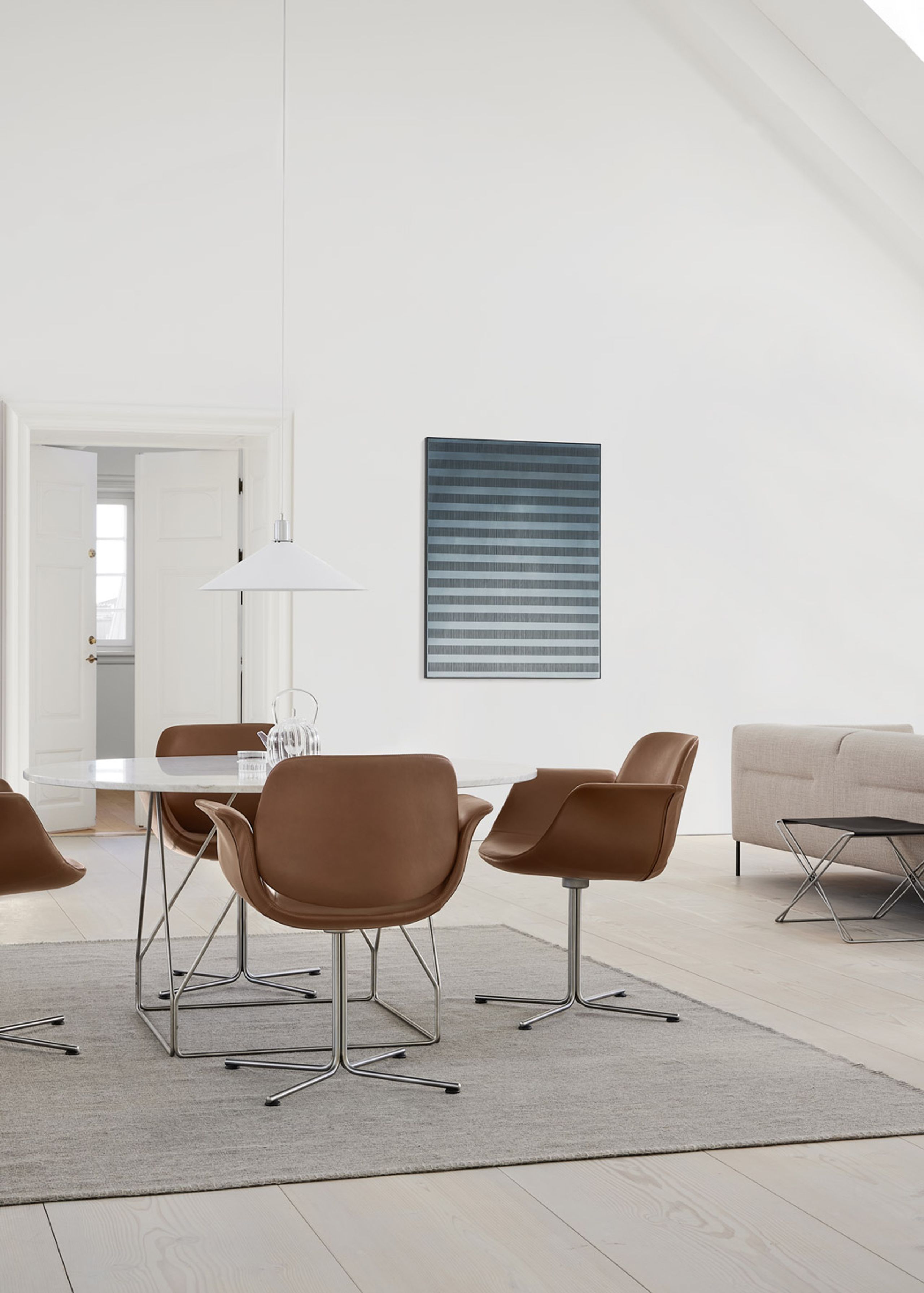 Fredericia Furniture - Stool - JG Folding Stool 6565 by Jørgen Gammelgaard - Max 95 Cognac / Brushed Stainless Steel