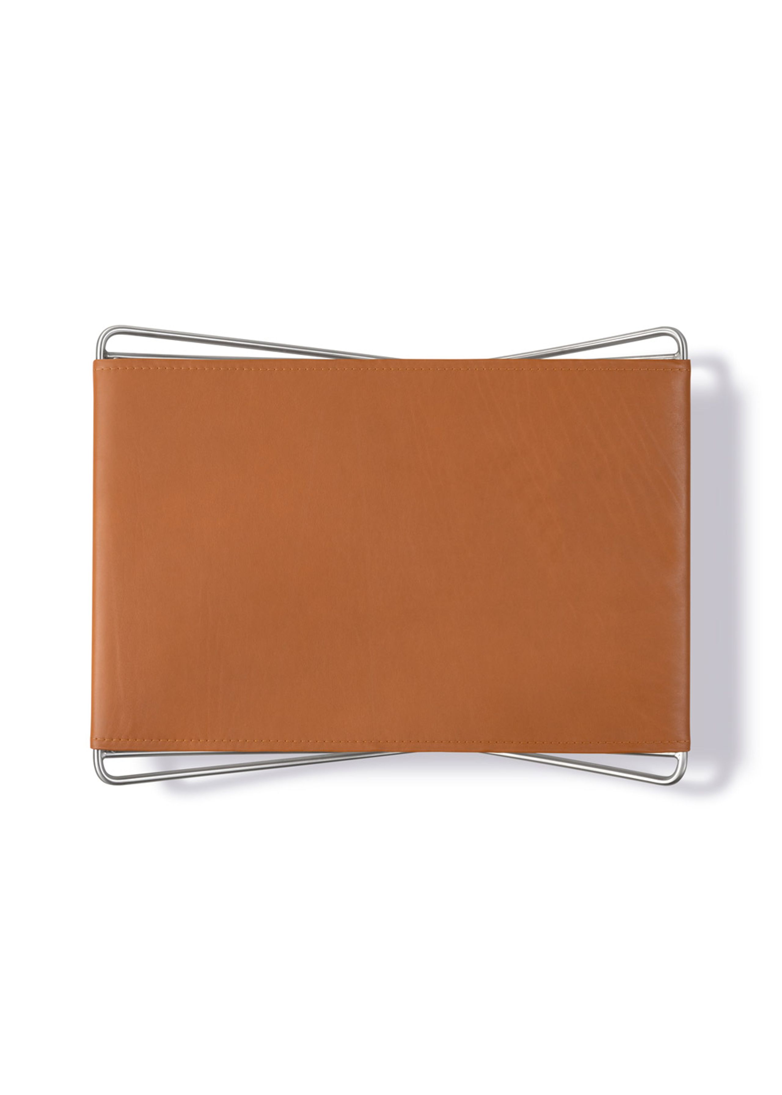 Fredericia Furniture - Stool - JG Folding Stool 6565 by Jørgen Gammelgaard - Max 95 Cognac / Brushed Stainless Steel