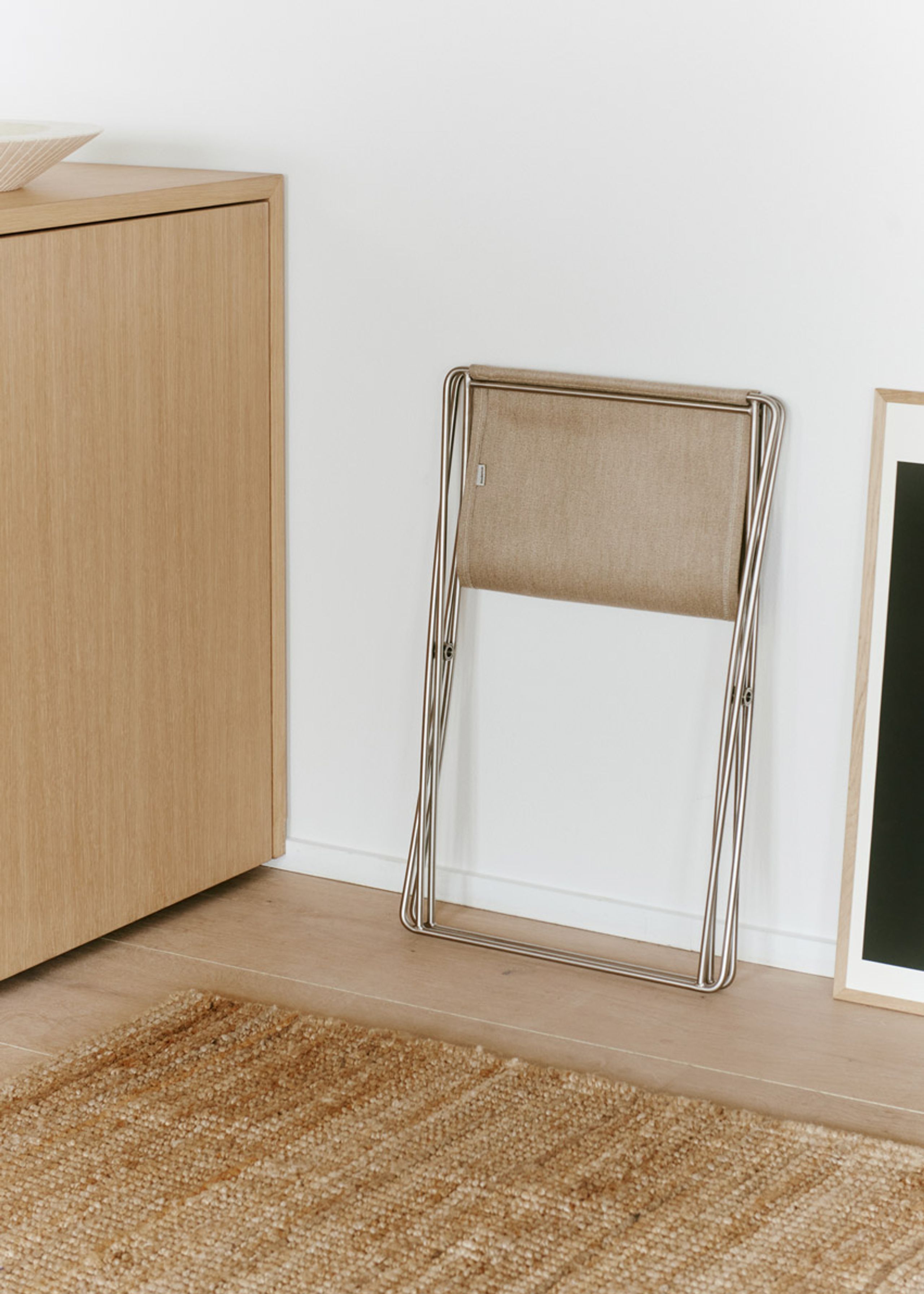 Fredericia Furniture - Stool - JG Folding Stool 6565 by Jørgen Gammelgaard - Max 98 Black / Brushed Stainless Steel