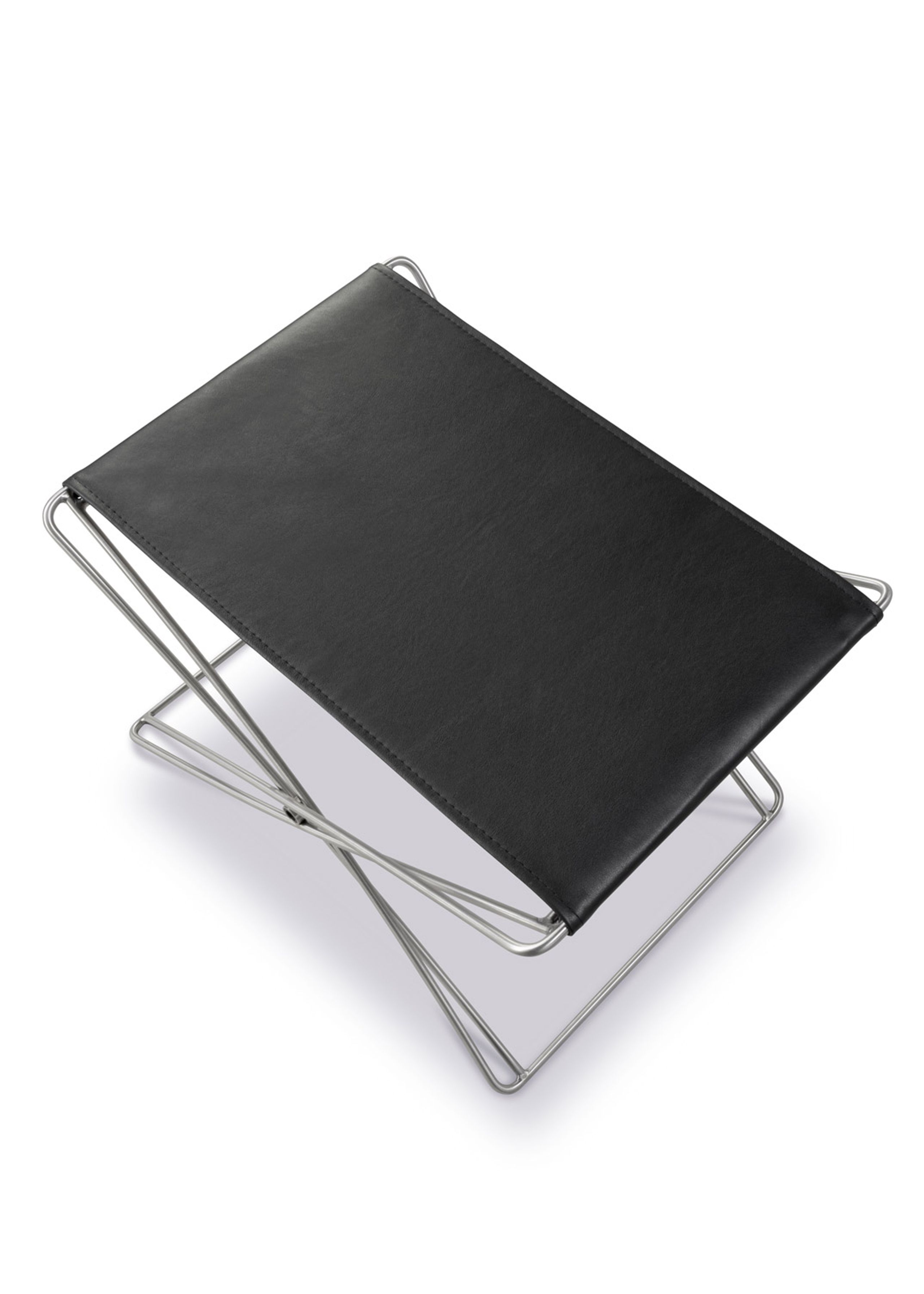 Fredericia Furniture - Stool - JG Folding Stool 6565 by Jørgen Gammelgaard - Max 98 Black / Brushed Stainless Steel