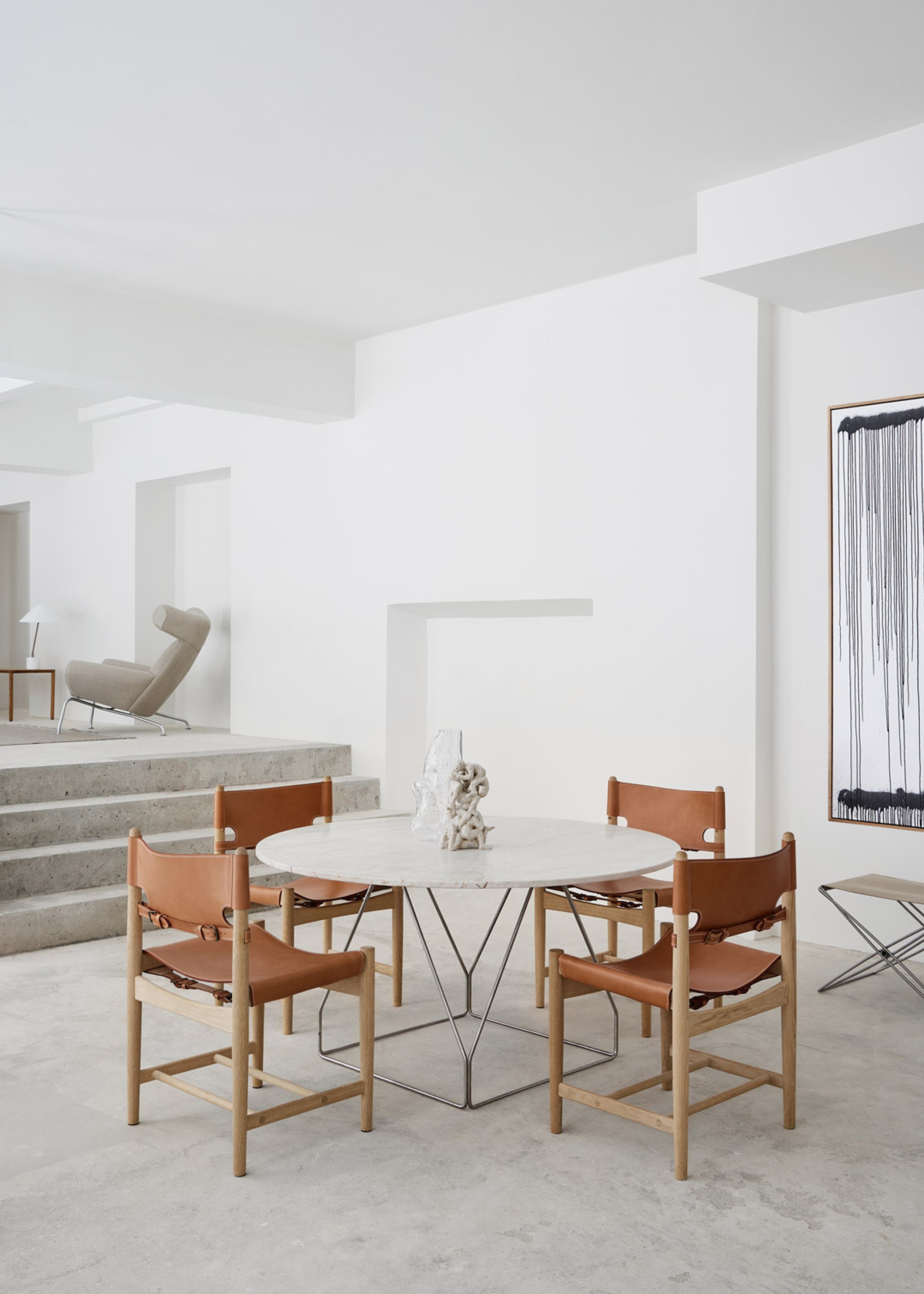 Fredericia Furniture - Stool - JG Folding Stool 6565 by Jørgen Gammelgaard - Max 98 Black / Brushed Stainless Steel