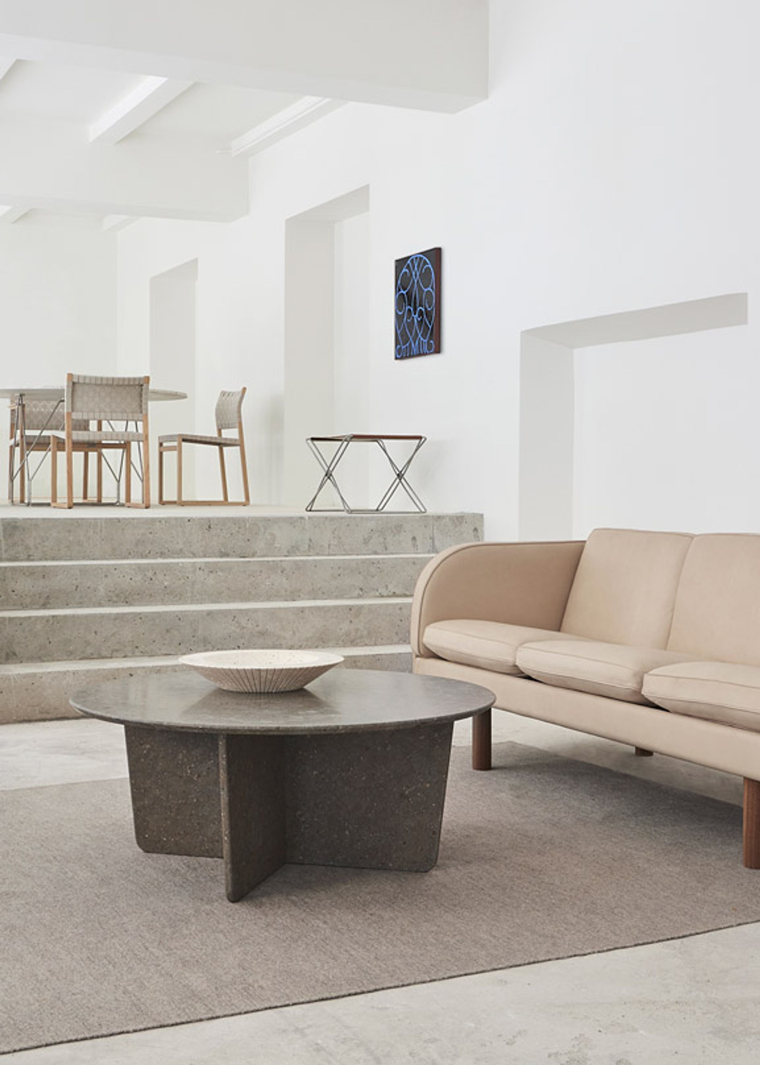 Fredericia Furniture - Skammel - JG Folding Stool 6565 by Jørgen Gammelgaard - Vegeta 90 Natural / Brushed Stainless Steel