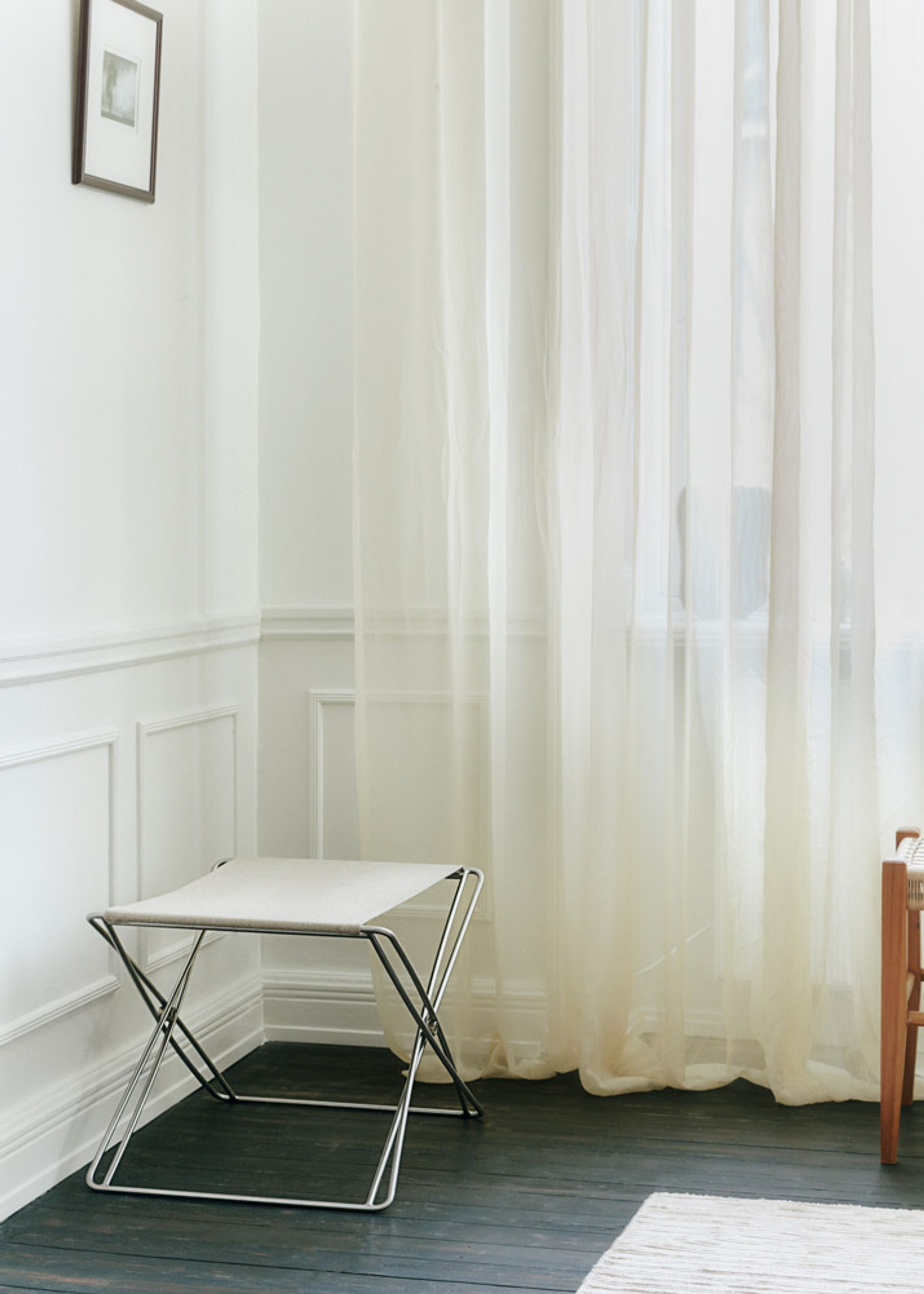 Fredericia Furniture - Skammel - JG Folding Stool 6565 by Jørgen Gammelgaard - Vegeta 90 Natural / Brushed Stainless Steel