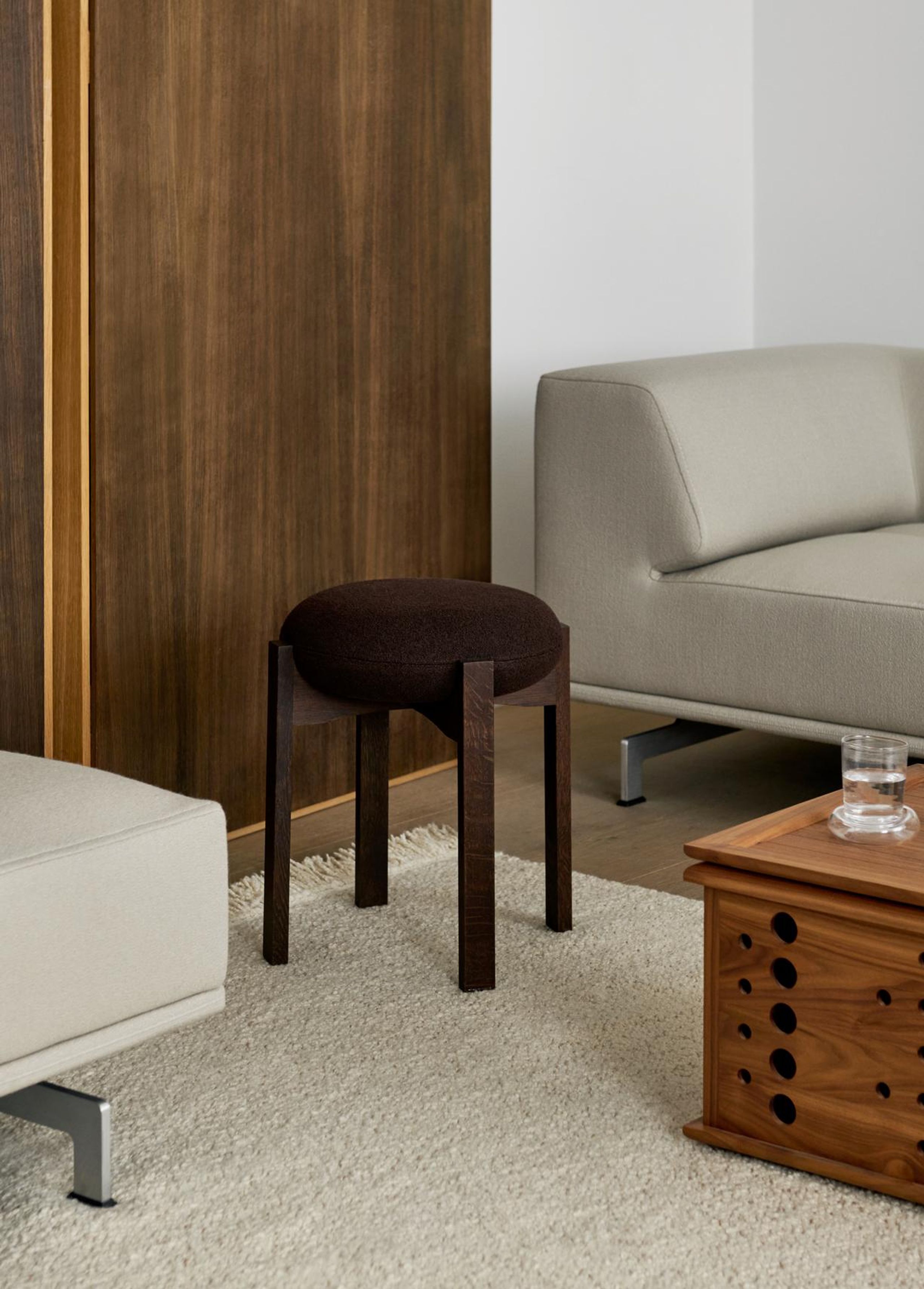 Fredericia Furniture - Stool - Pioneer Stool 6830 / By Maria Bruun - Primo 86-1 Dark Brown / Smoked Oak Stained