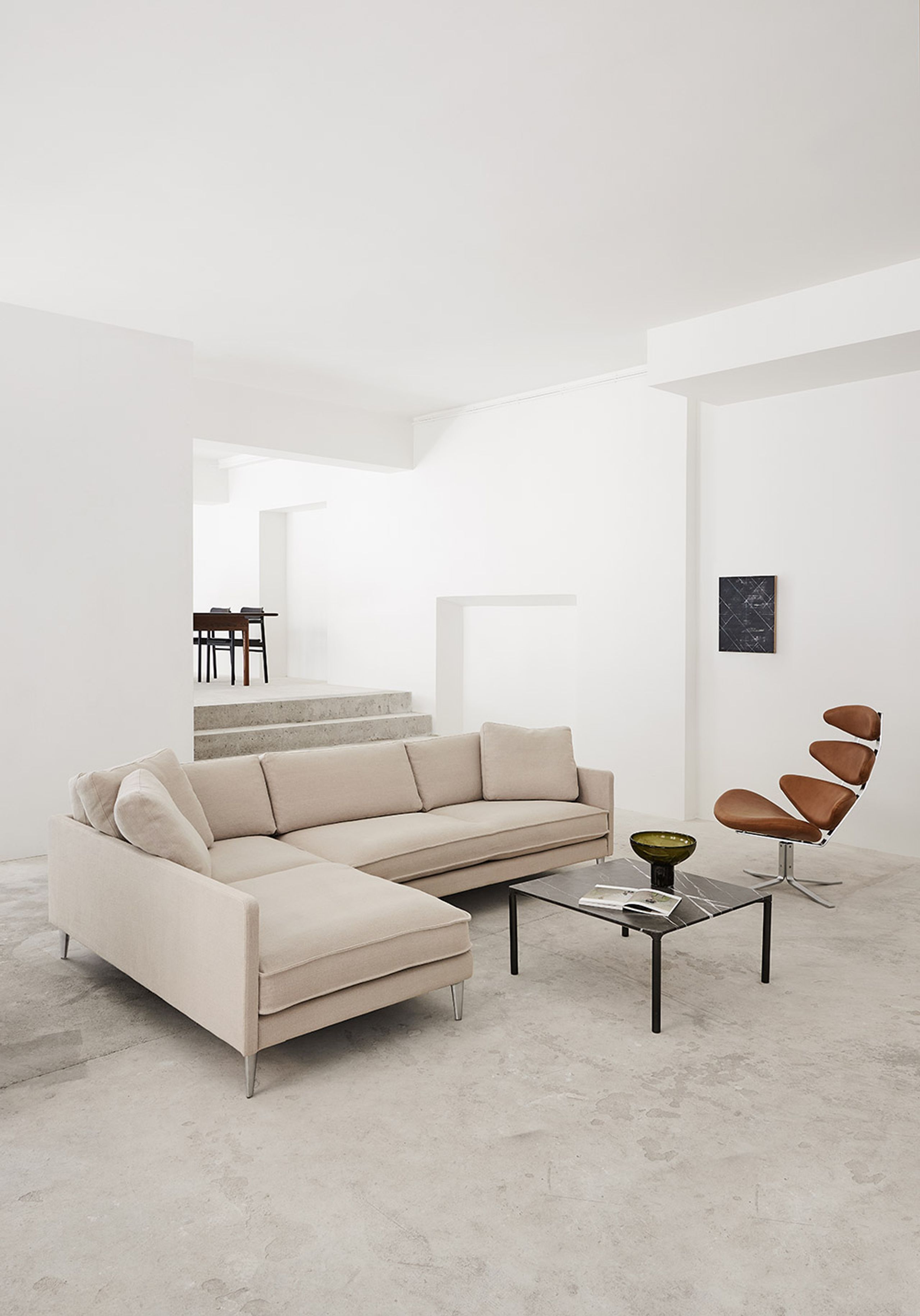 Fredericia Furniture - Couch - EJ295 Chaise Sofa 2945 by Erik Jørgensen Studio - Foss 102/Chrome