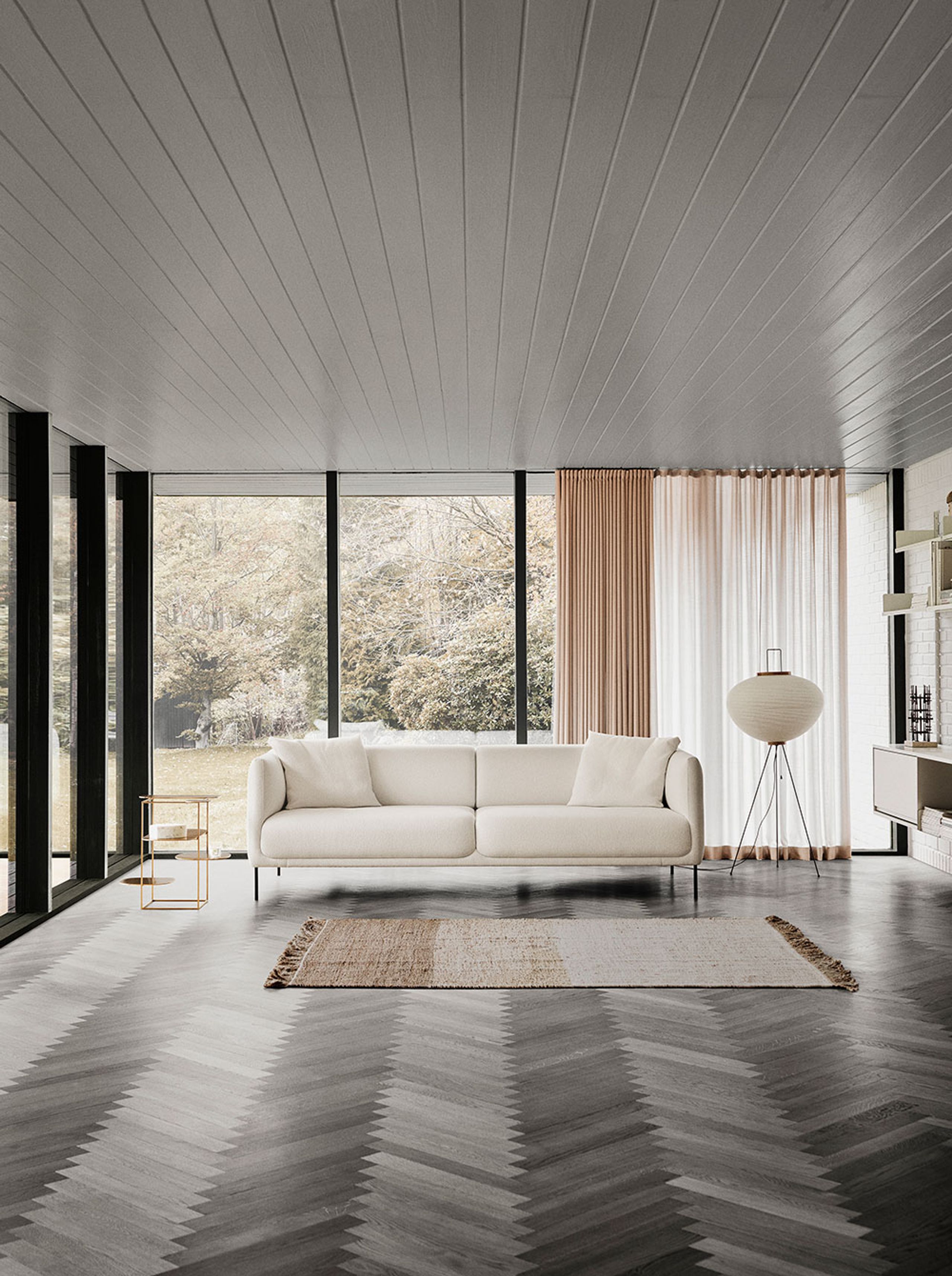 Fredericia Furniture - Sofa - Konami Sofa 4962 by Damian Williamson - Grand Linen Natural / Black