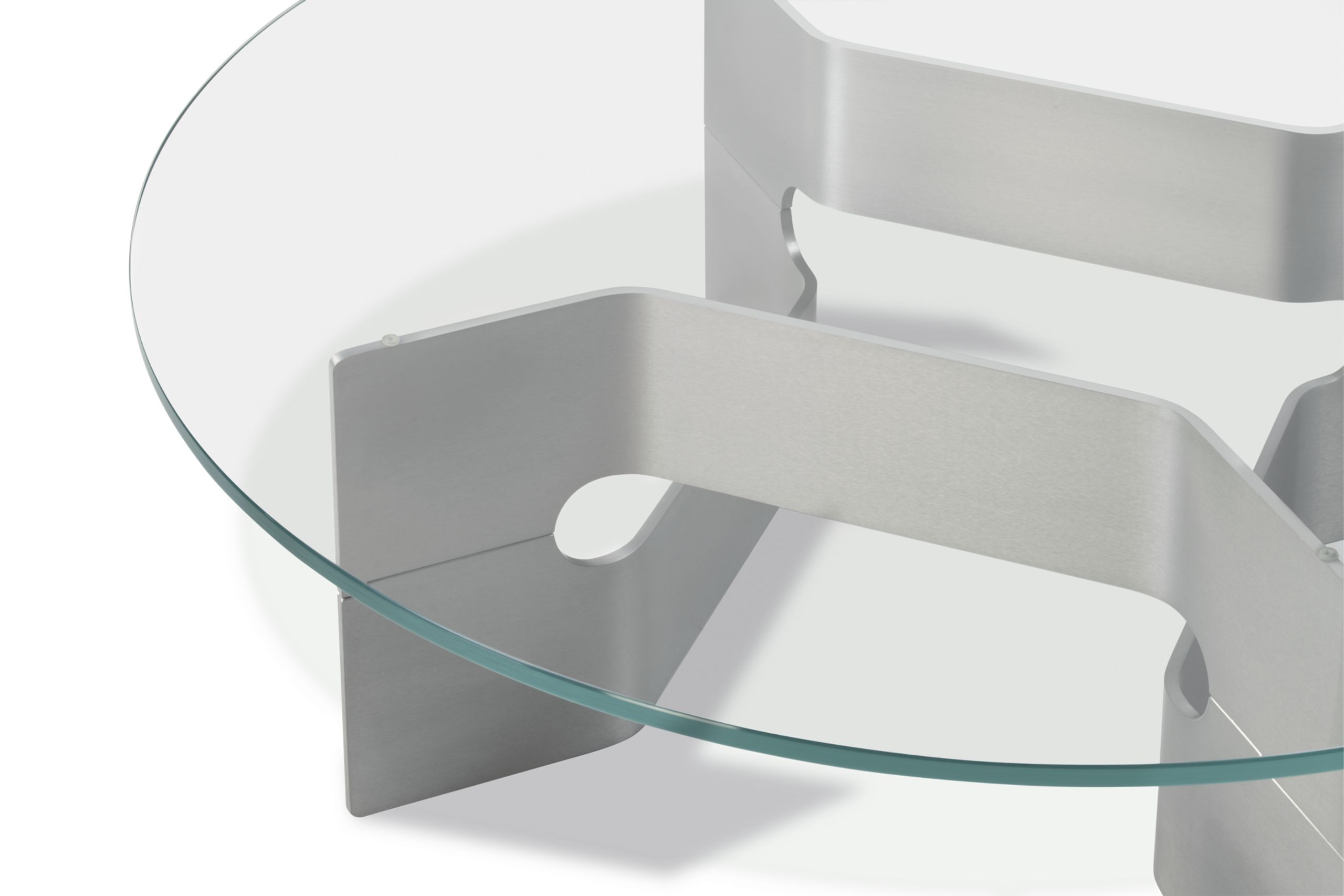 Fredericia Furniture - Sofabord - JG Coffee Table 6558 / By Jørgen Gammelgaard - Glass / Brushed Aluminum with Clear Powder Coating