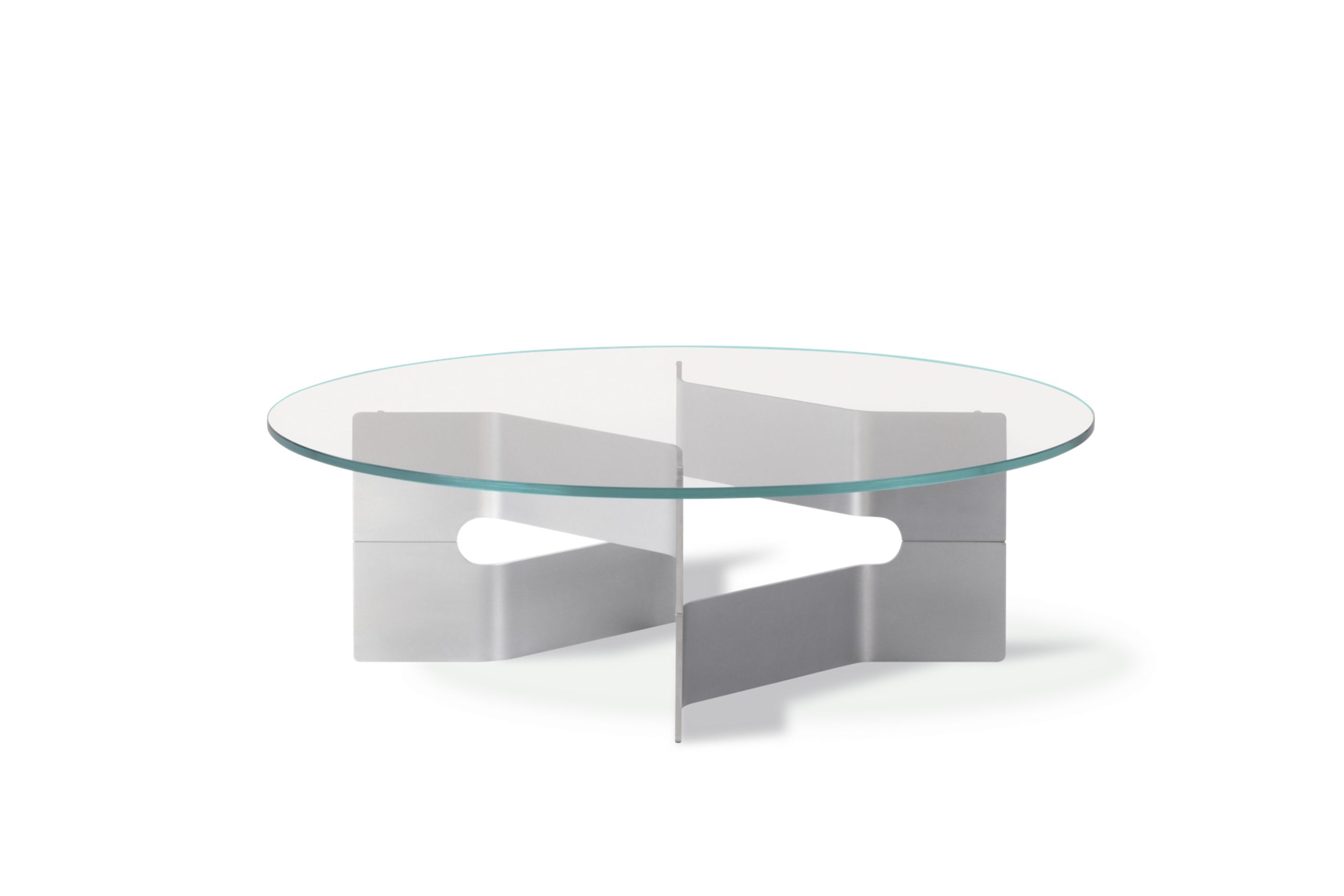 Fredericia Furniture - Sofabord - JG Coffee Table 6558 / By Jørgen Gammelgaard - Glass / Brushed Aluminum with Clear Powder Coating