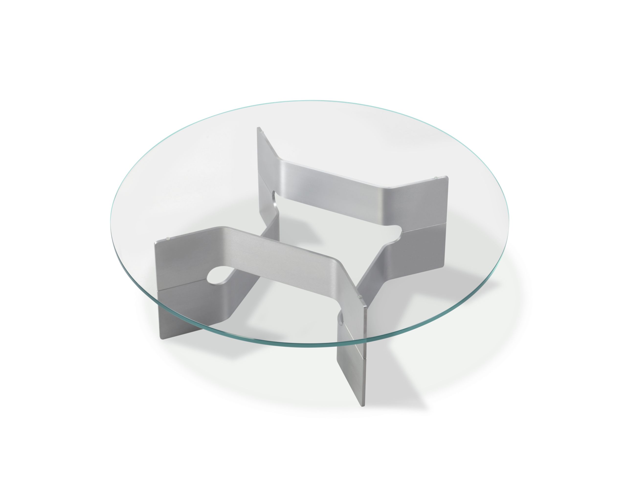 Fredericia Furniture - Sofabord - JG Coffee Table 6558 / By Jørgen Gammelgaard - Glass / Brushed Aluminum with Clear Powder Coating