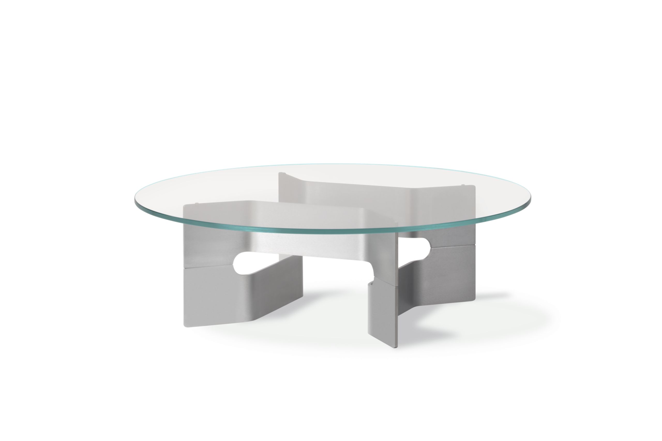 Fredericia Furniture - Sofabord - JG Coffee Table 6558 / By Jørgen Gammelgaard - Glass / Brushed Aluminum with Clear Powder Coating