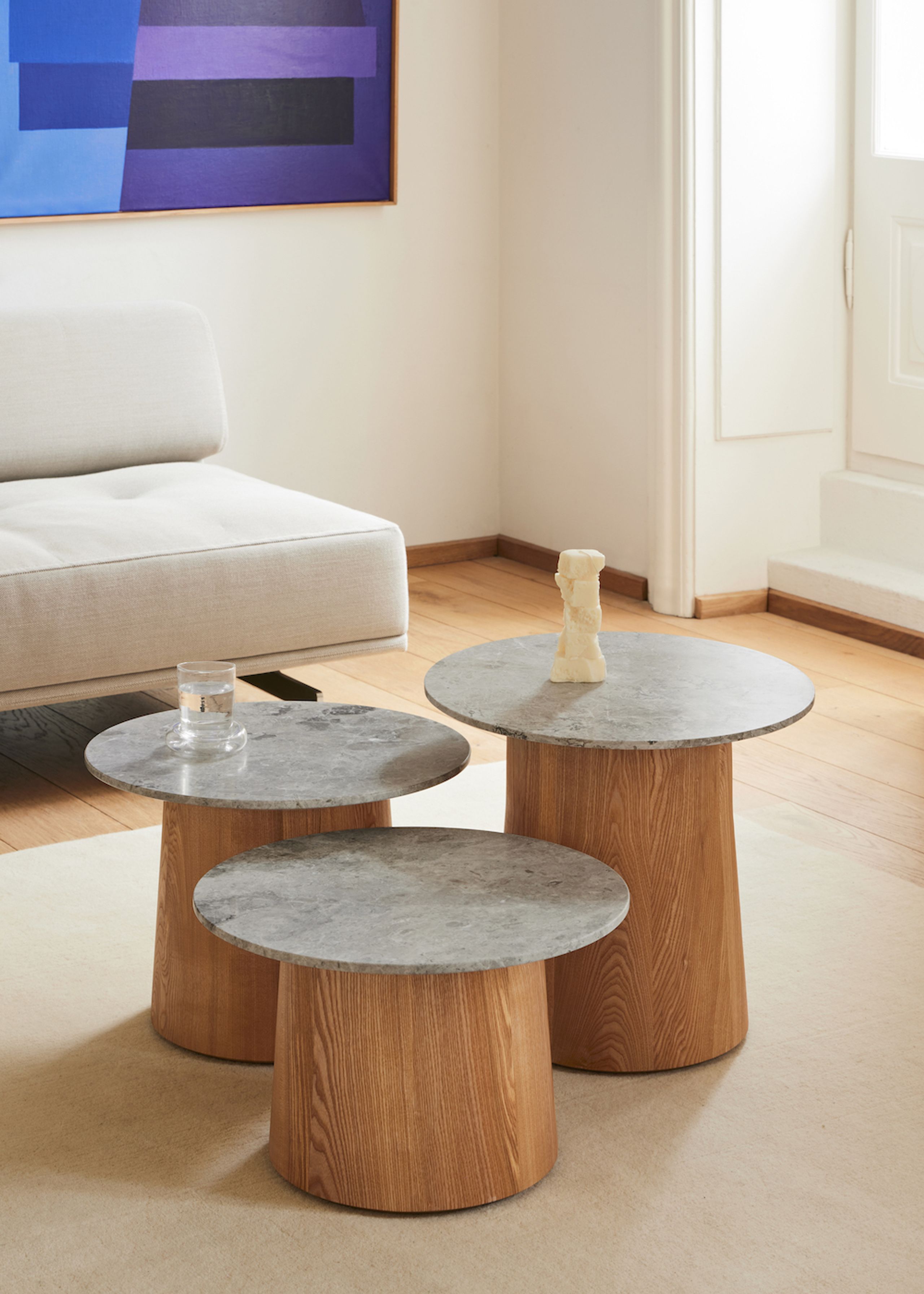 Fredericia Furniture - Coffee Table - Niveau Coffee Table 6804 by Cecilie Manz - Oiled Ash / Tundra Grey