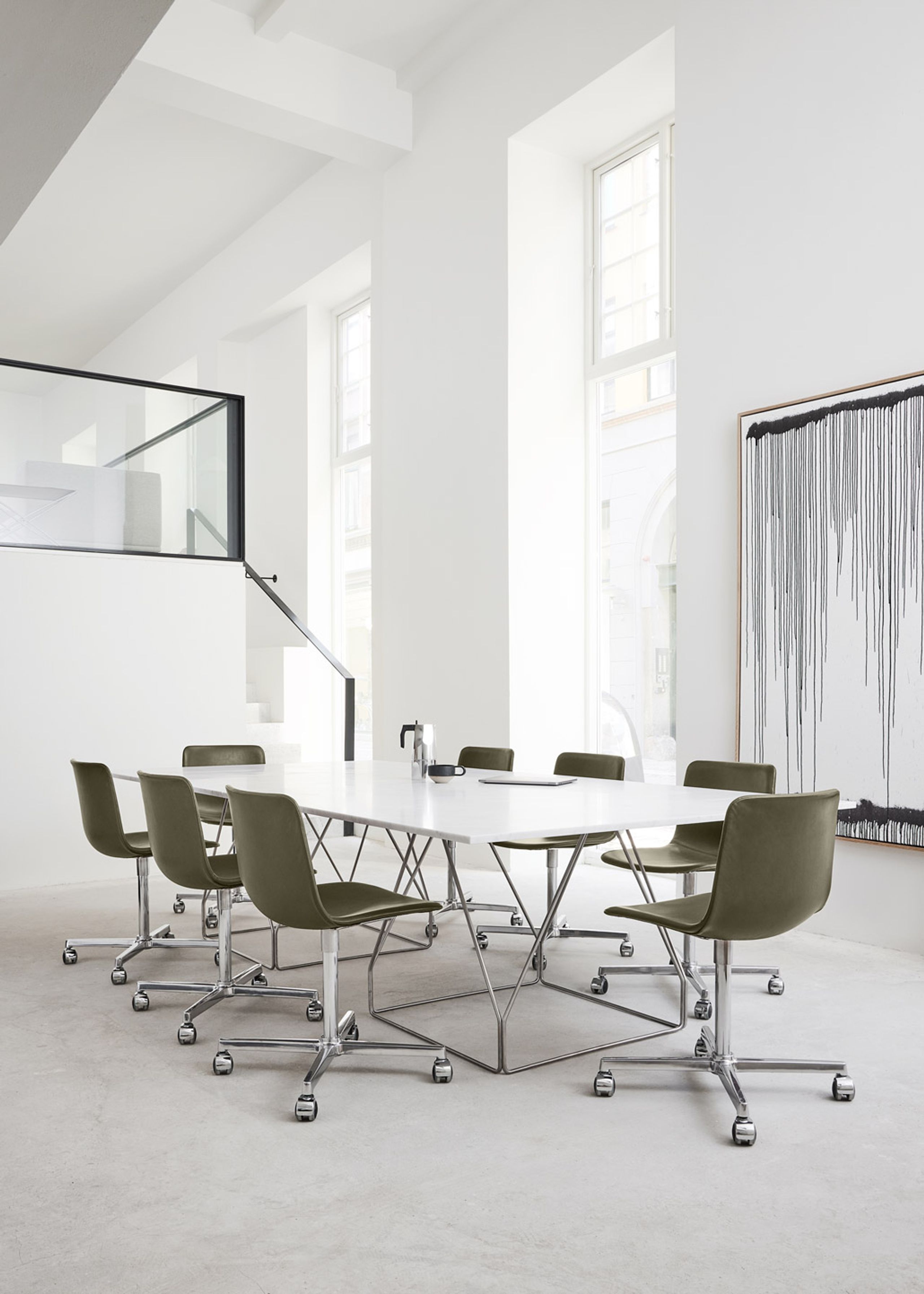 Fredericia Furniture - Eettafel - JG Table 6569 by Jørgen Gammelgaard - Grey Linoleum w/Natural Ash / Brushed Stainless Steel