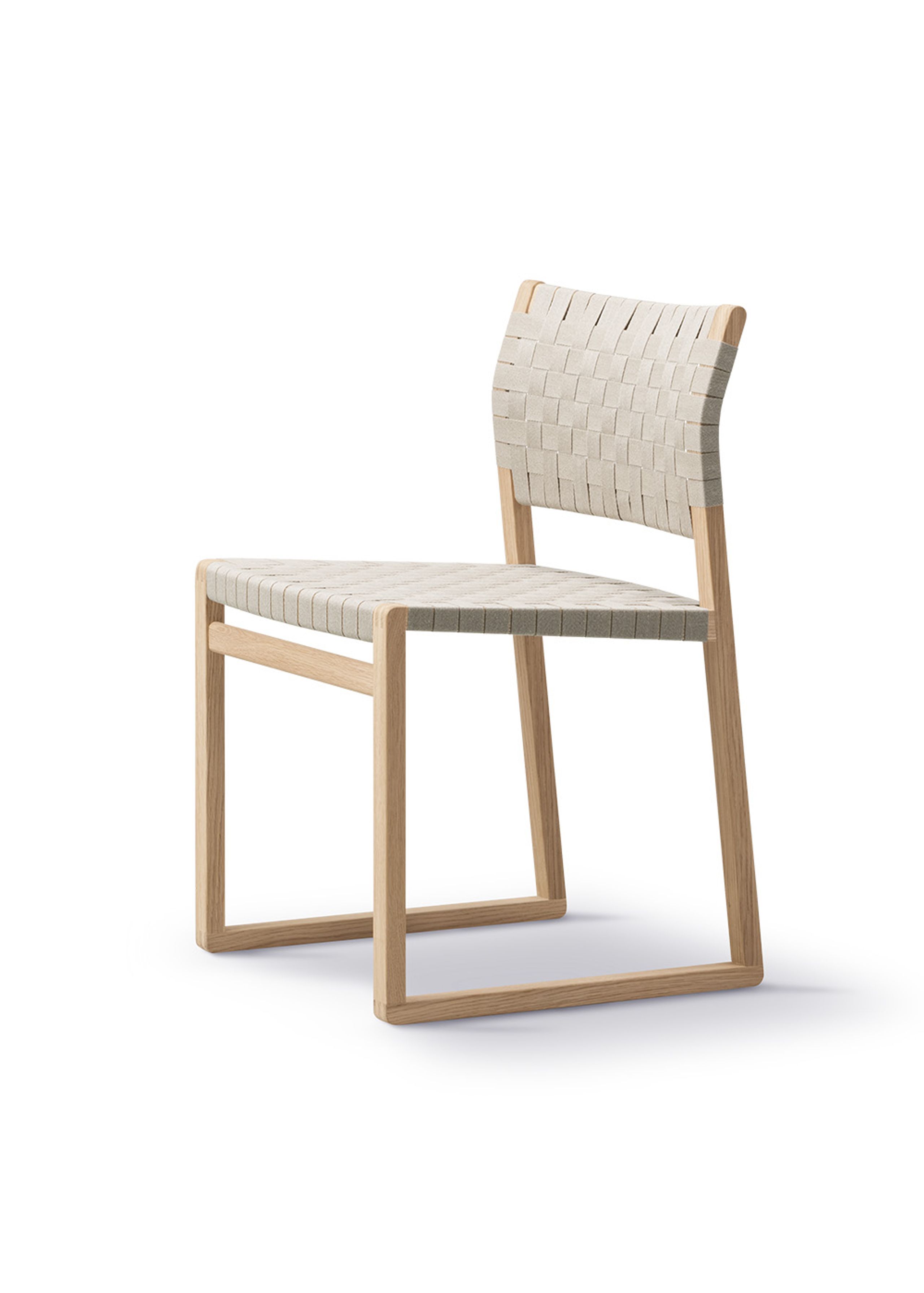 Fredericia Furniture - Dining chair - BM61 Chair 3361 by Børge Mogensen - Natural Linen Webbing / Lacquered Oak