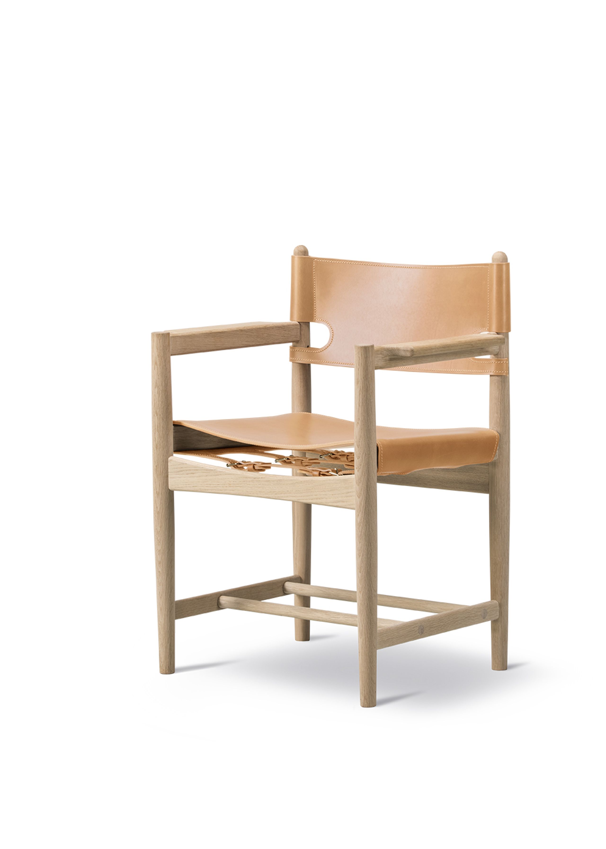 Fredericia Furniture - Silla de comedor - The Spanish Chair 3238 by Børge Mogensen - Soaped Oak / Natural Saddle Leather