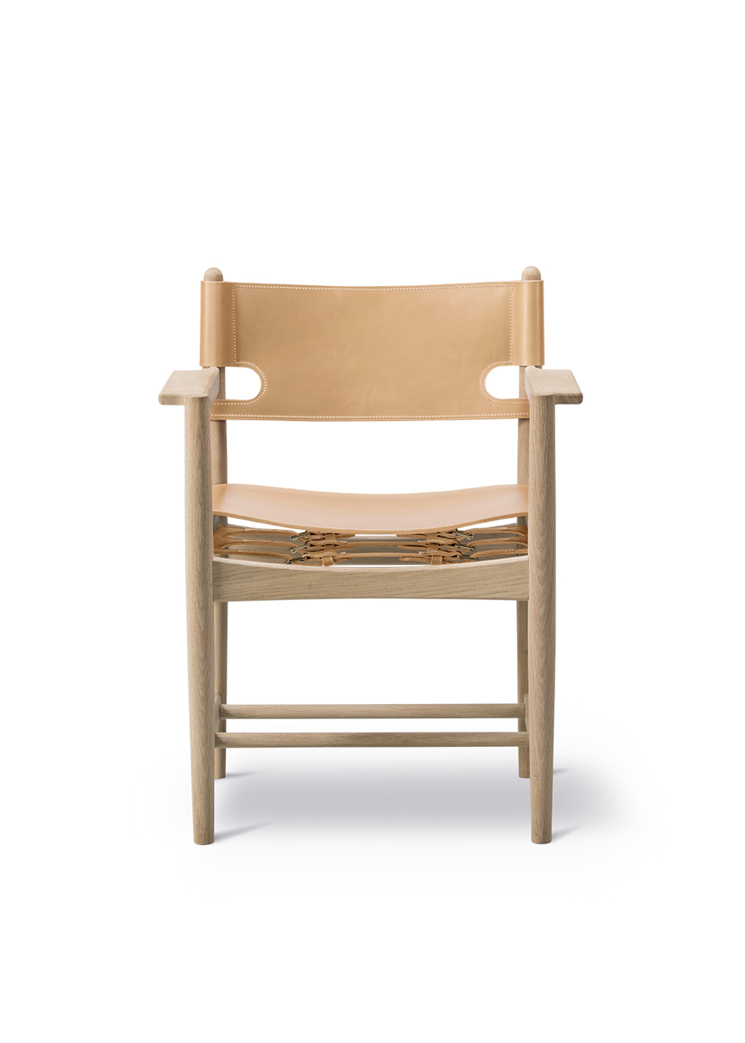 Fredericia Furniture - Silla de comedor - The Spanish Chair 3238 by Børge Mogensen - Soaped Oak / Natural Saddle Leather