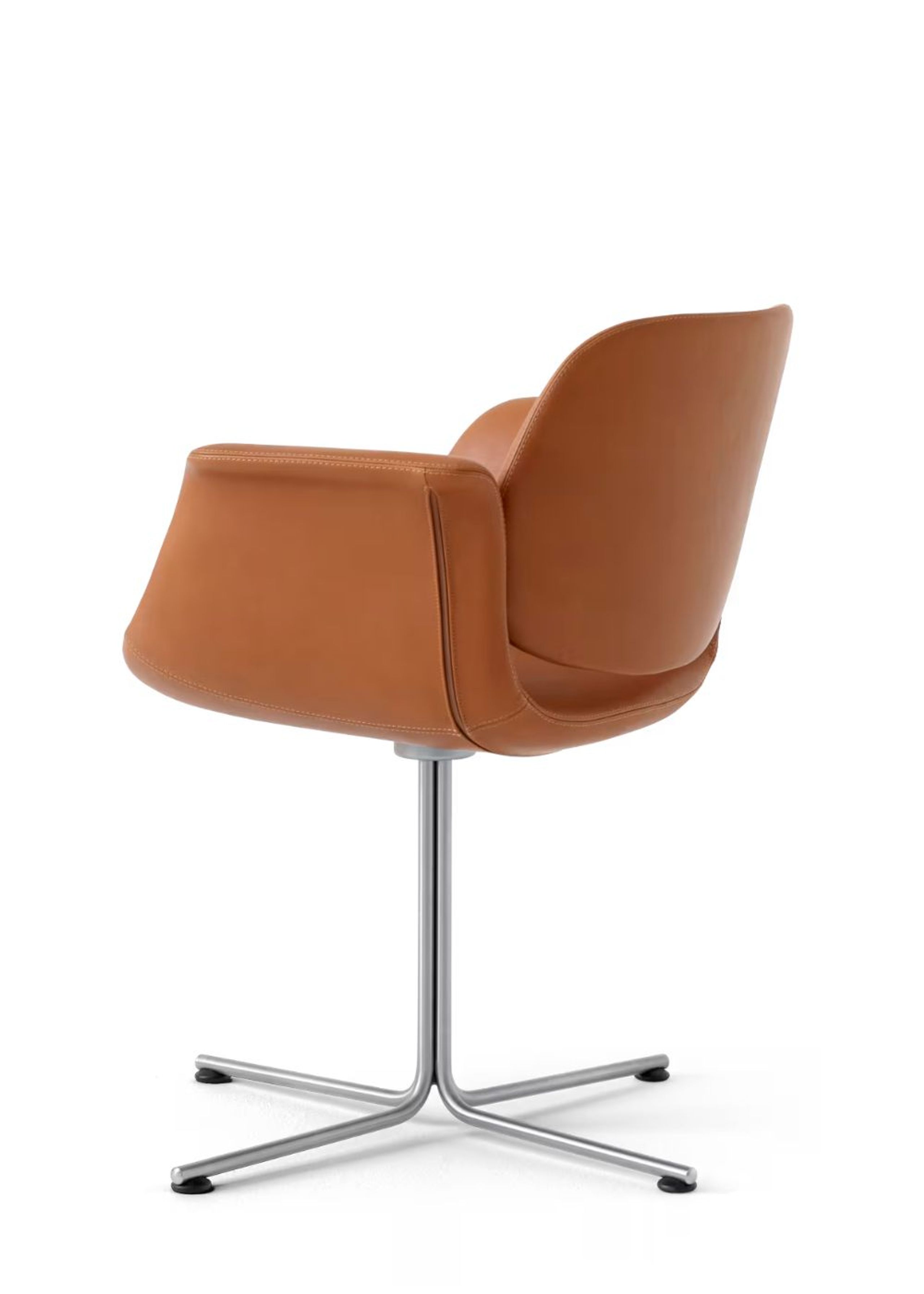 Fredericia Furniture - Spisebordsstol - Flamingo Chair 3381 by Foersom & Hiort-Lorenzen - Max 95 Cognac / Stainless Steel