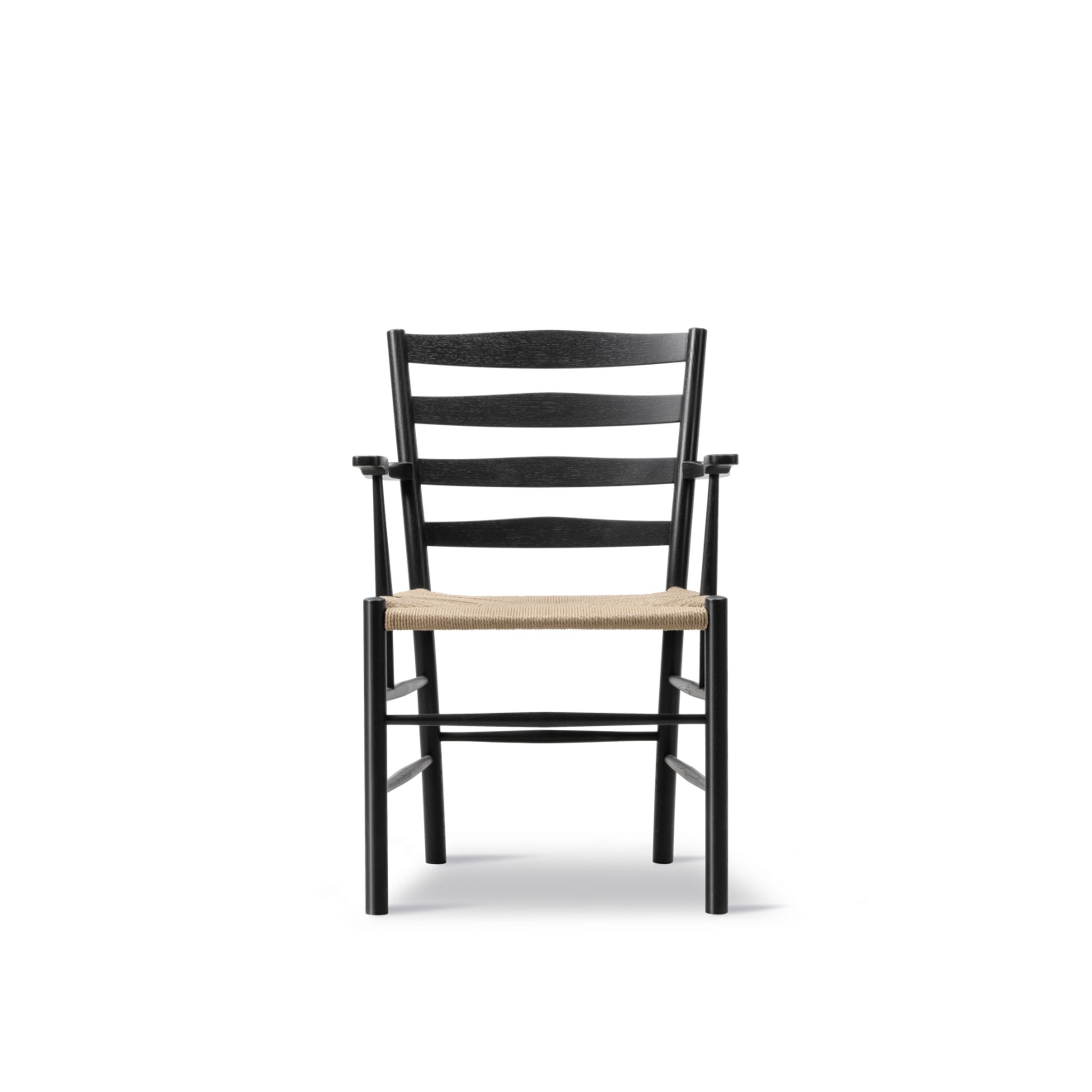 Fredericia Furniture - Dining chair - Klint Armchair 3208 / By Kaare Klint - Black Lacquered Oak / Natural Papercord