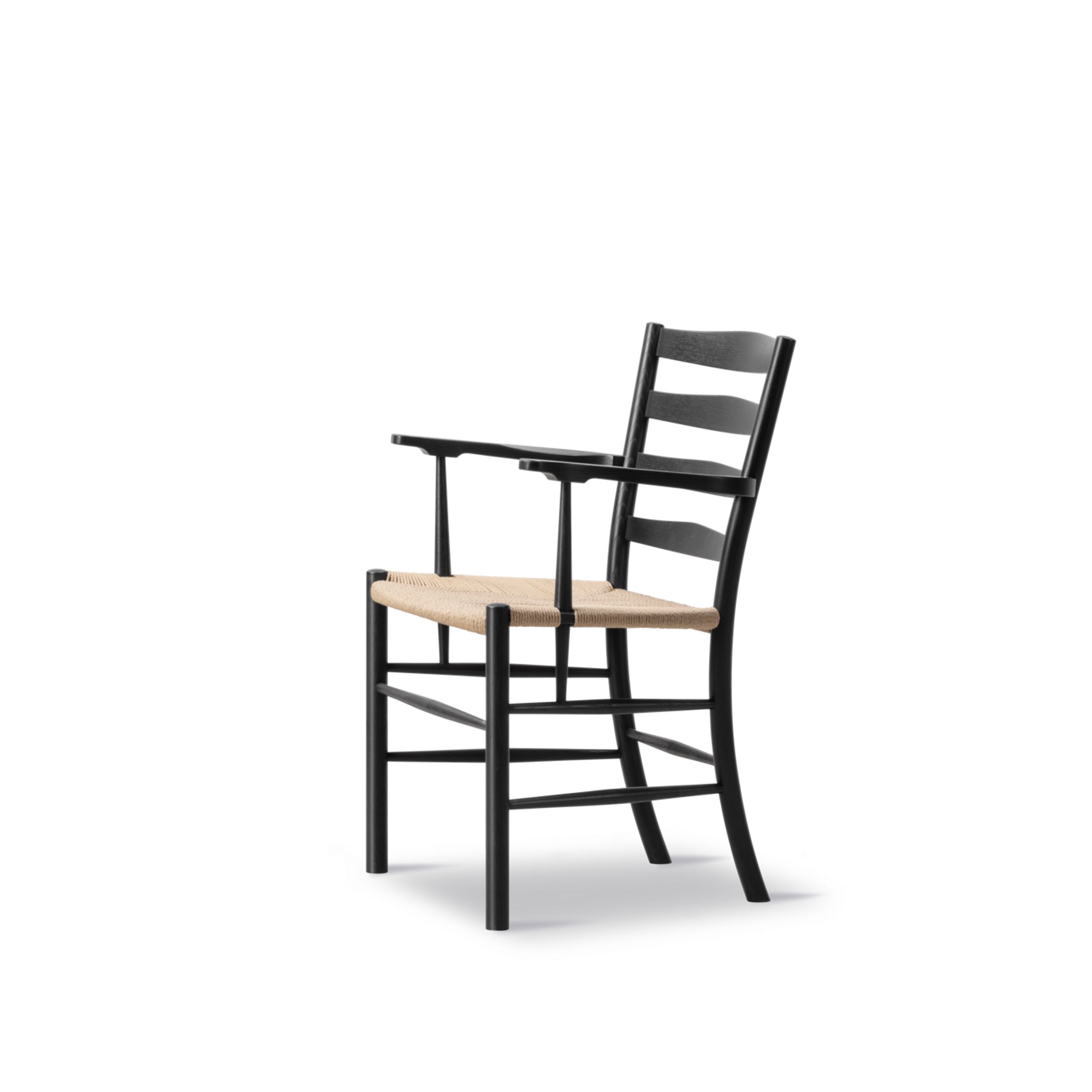 Fredericia Furniture - Dining chair - Klint Armchair 3208 / By Kaare Klint - Black Lacquered Oak / Natural Papercord