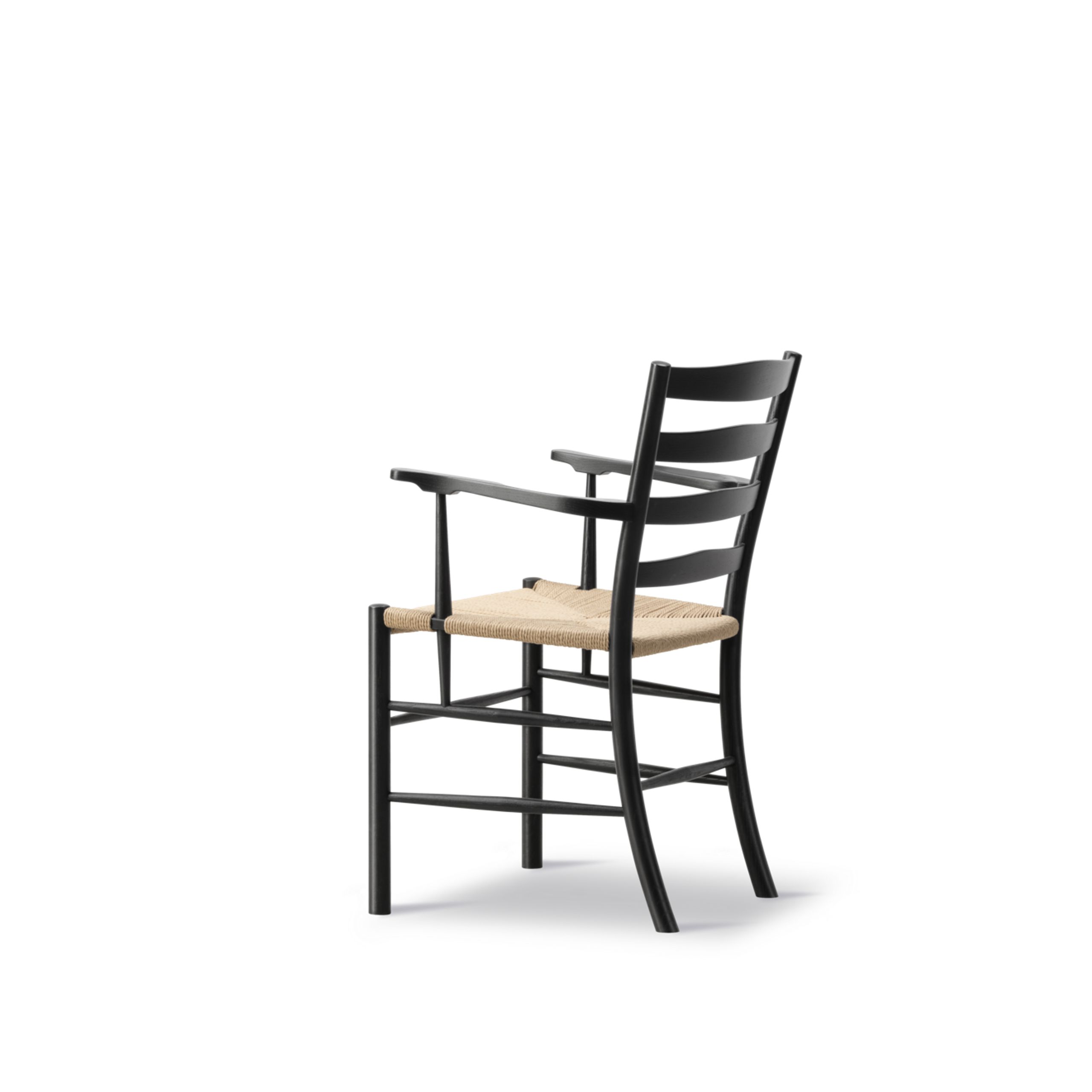 Fredericia Furniture - Dining chair - Klint Armchair 3208 / By Kaare Klint - Black Lacquered Oak / Natural Papercord