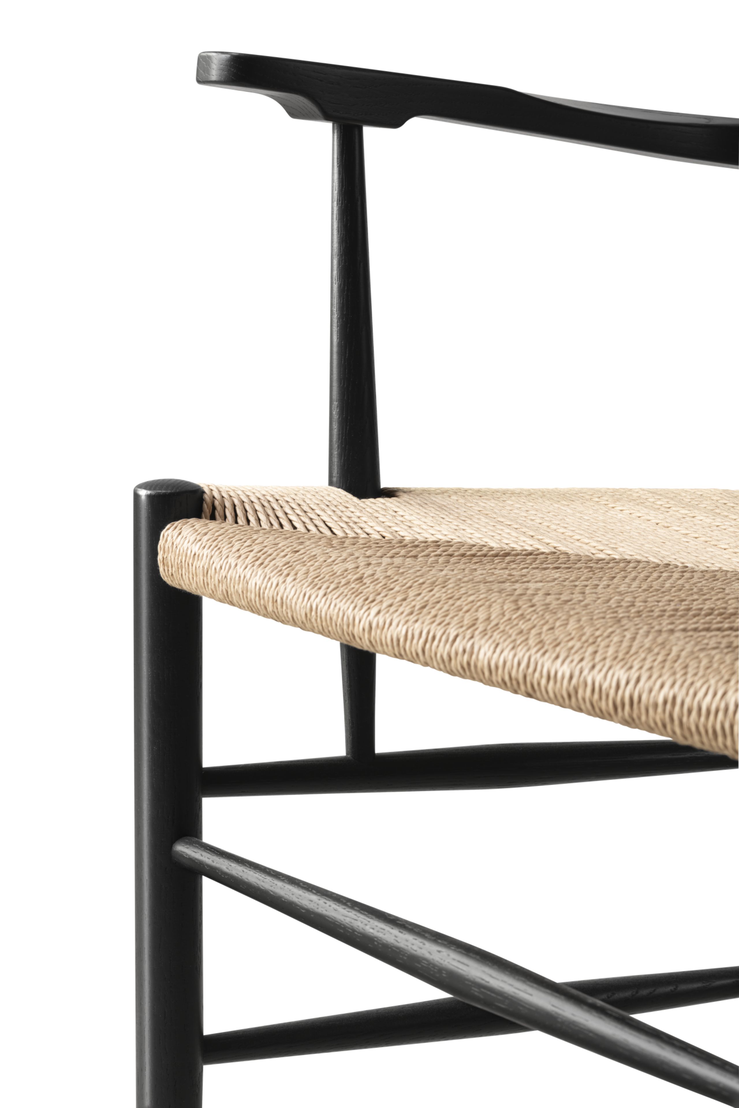 Fredericia Furniture - Dining chair - Klint Armchair 3208 / By Kaare Klint - Black Lacquered Oak / Natural Papercord